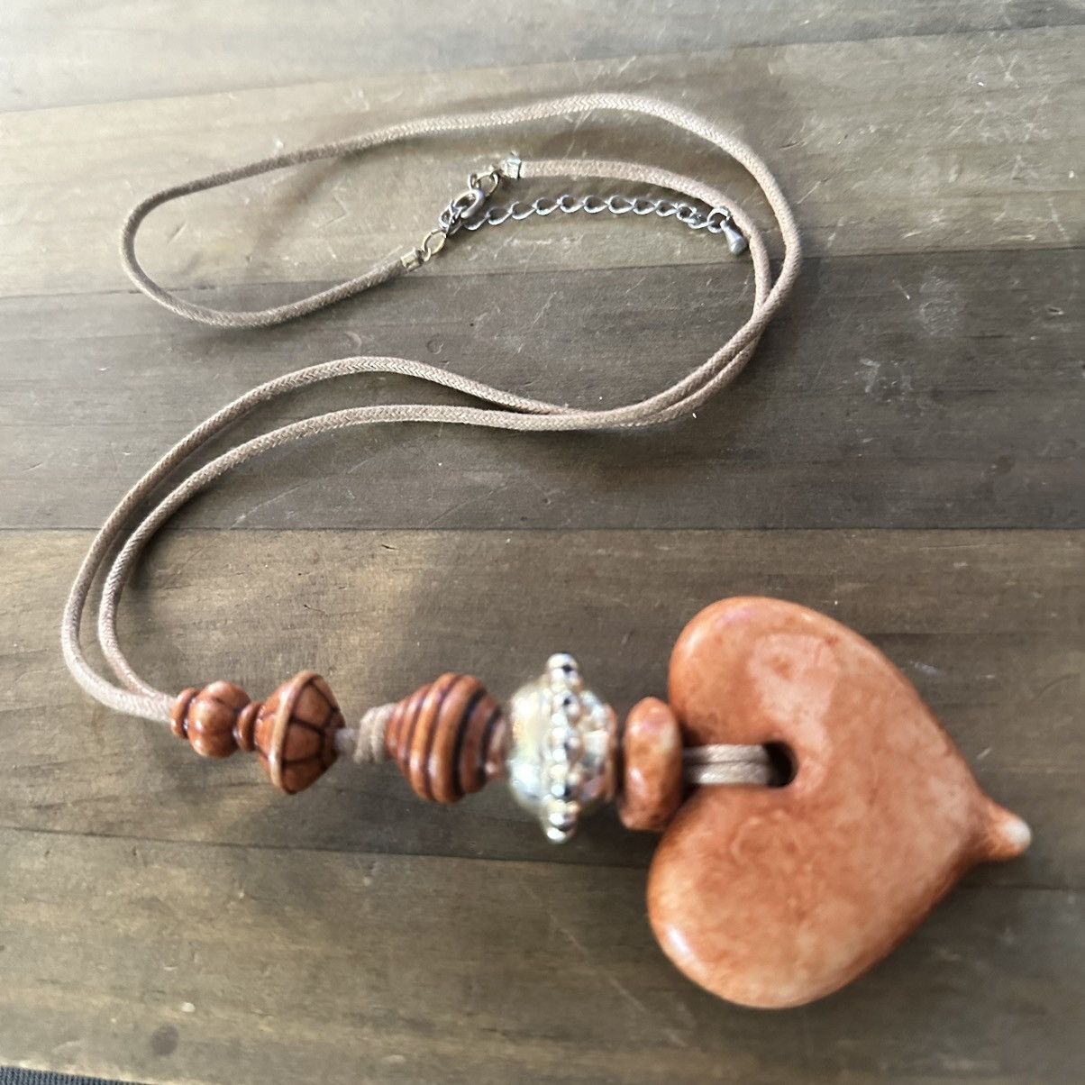 Vintage Vintage heart pendant tassel cord necklace Size ONE SIZE - 3 Thumbnail