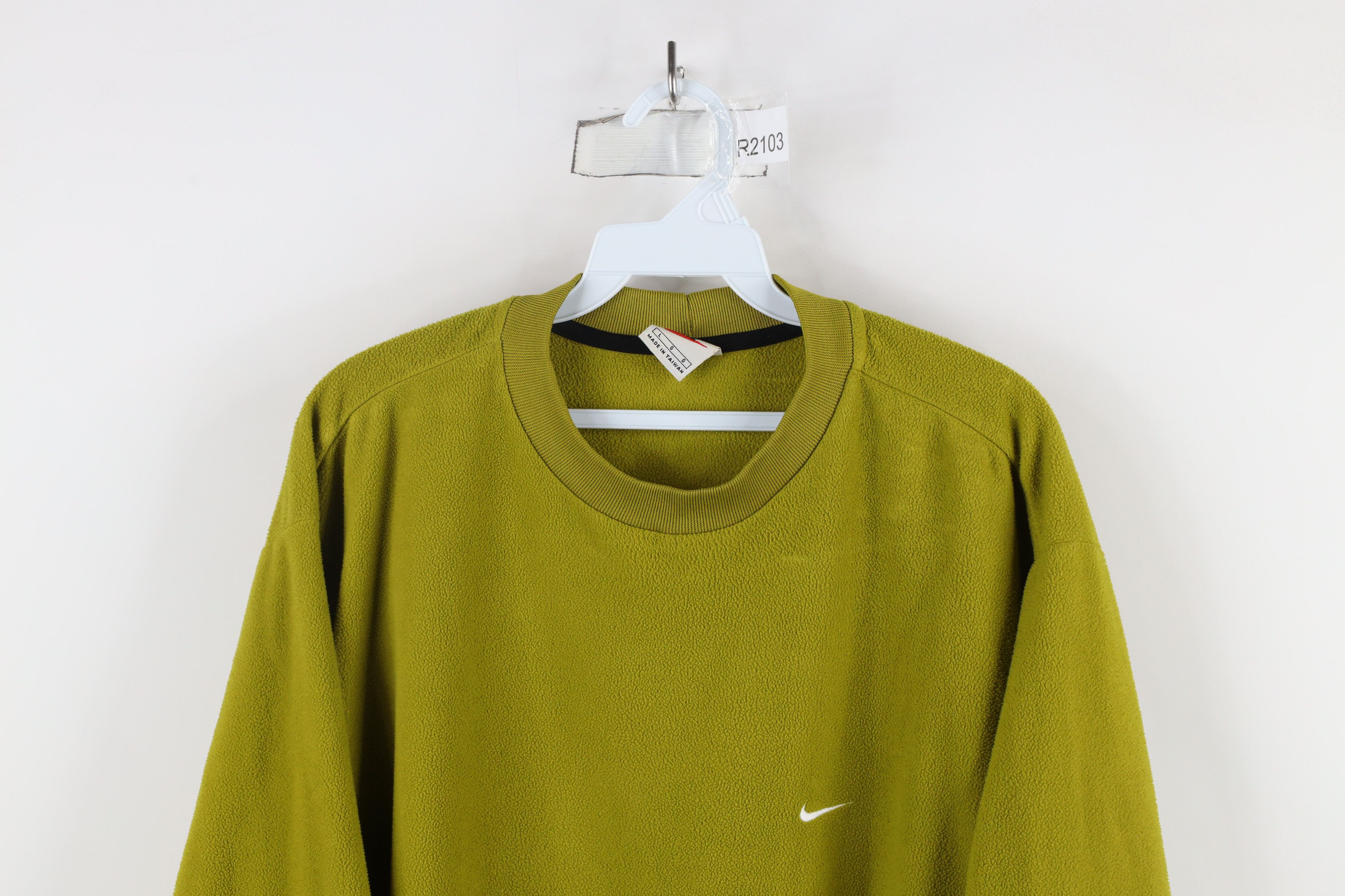 Nike × Vintage Vintage 90s Nike Mini Swoosh Fleece Sweatshirt Green Size US L / EU 52-54 / 3 - 2 Thumbnail