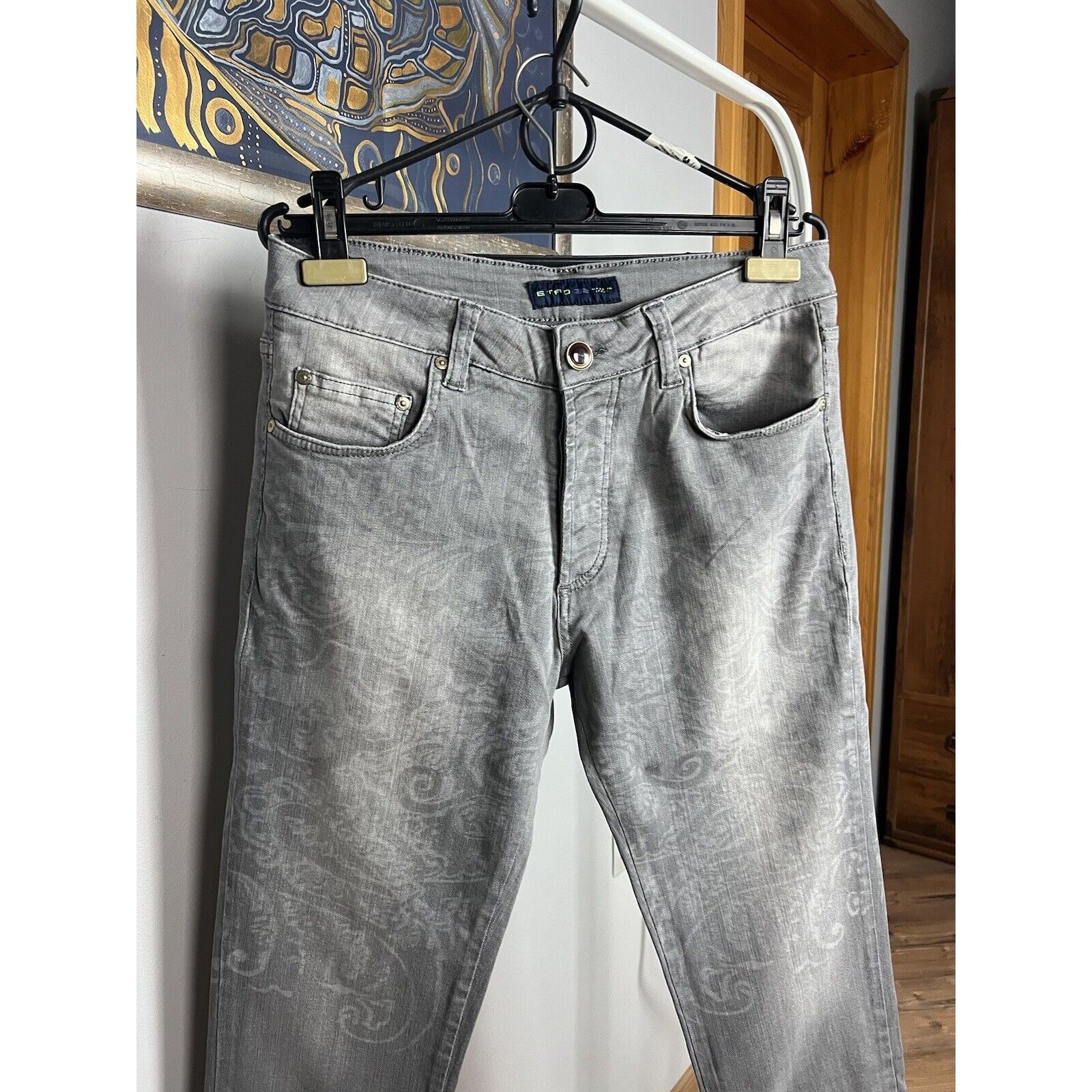 Etro NWT ETRO Paisley Men`s Gray Slim Fit Skinny Jeans Size 32 Size US 32 / EU 48 - 6 Thumbnail