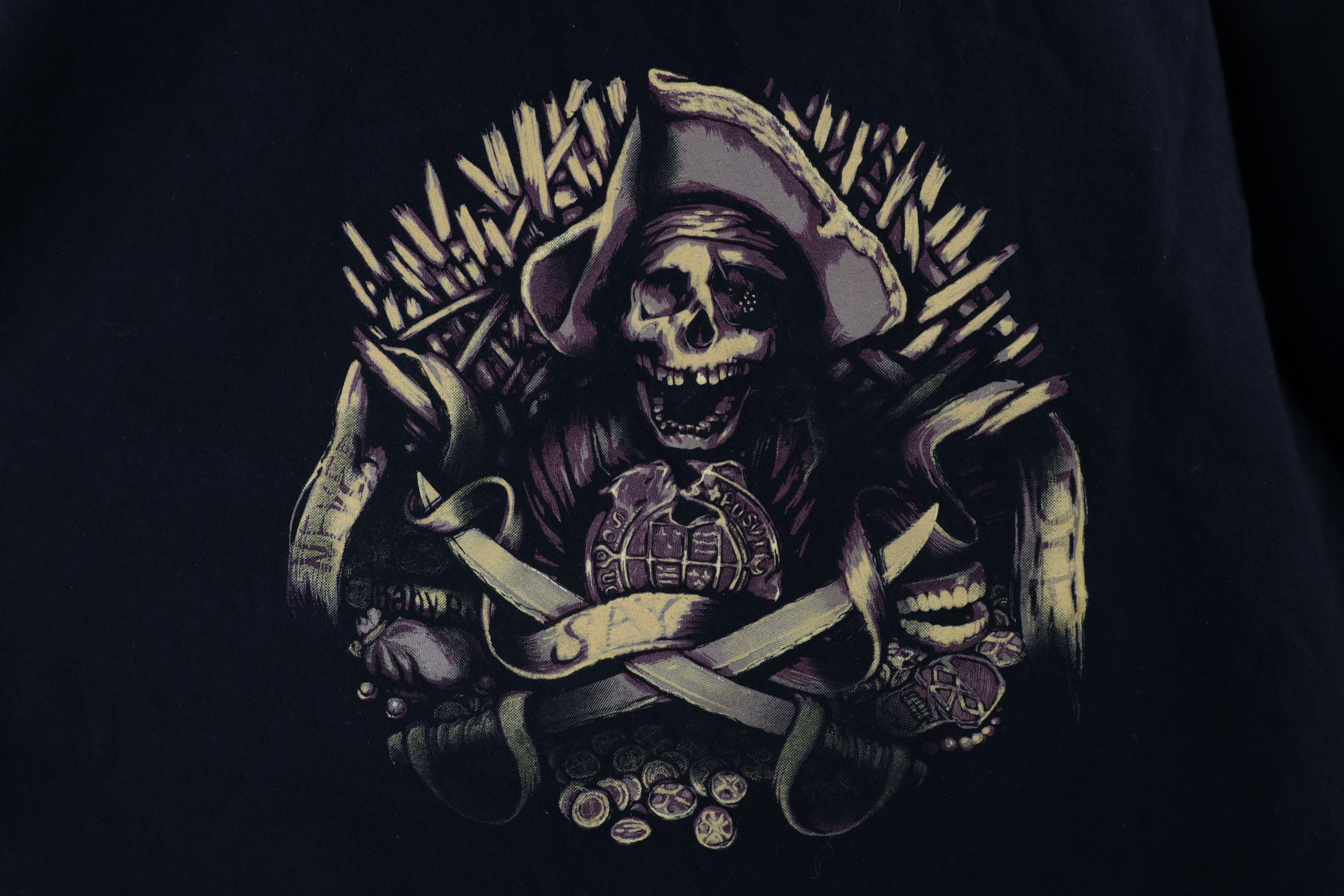 Vintage Vintage Y2K Streetwear Pirate UFC MMA Fighting T-Shirt Black Size US XL / EU 56 / 4 - 4 Thumbnail