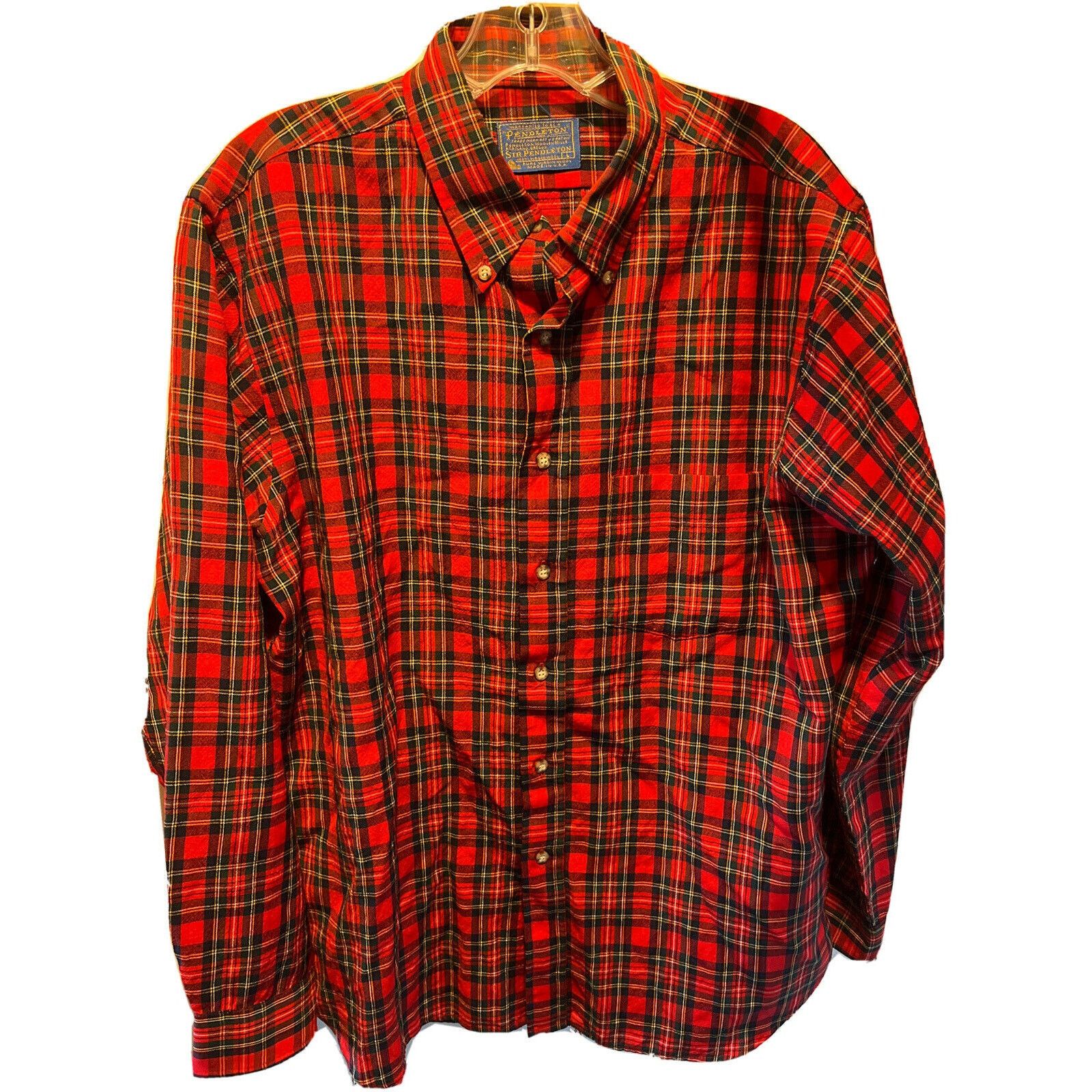 Pendleton Pendleton Men’s L Red Check Long Sleeve Button Up Wool Shirt Size US L / EU 52-54 / 3 - 1 Thumbnail