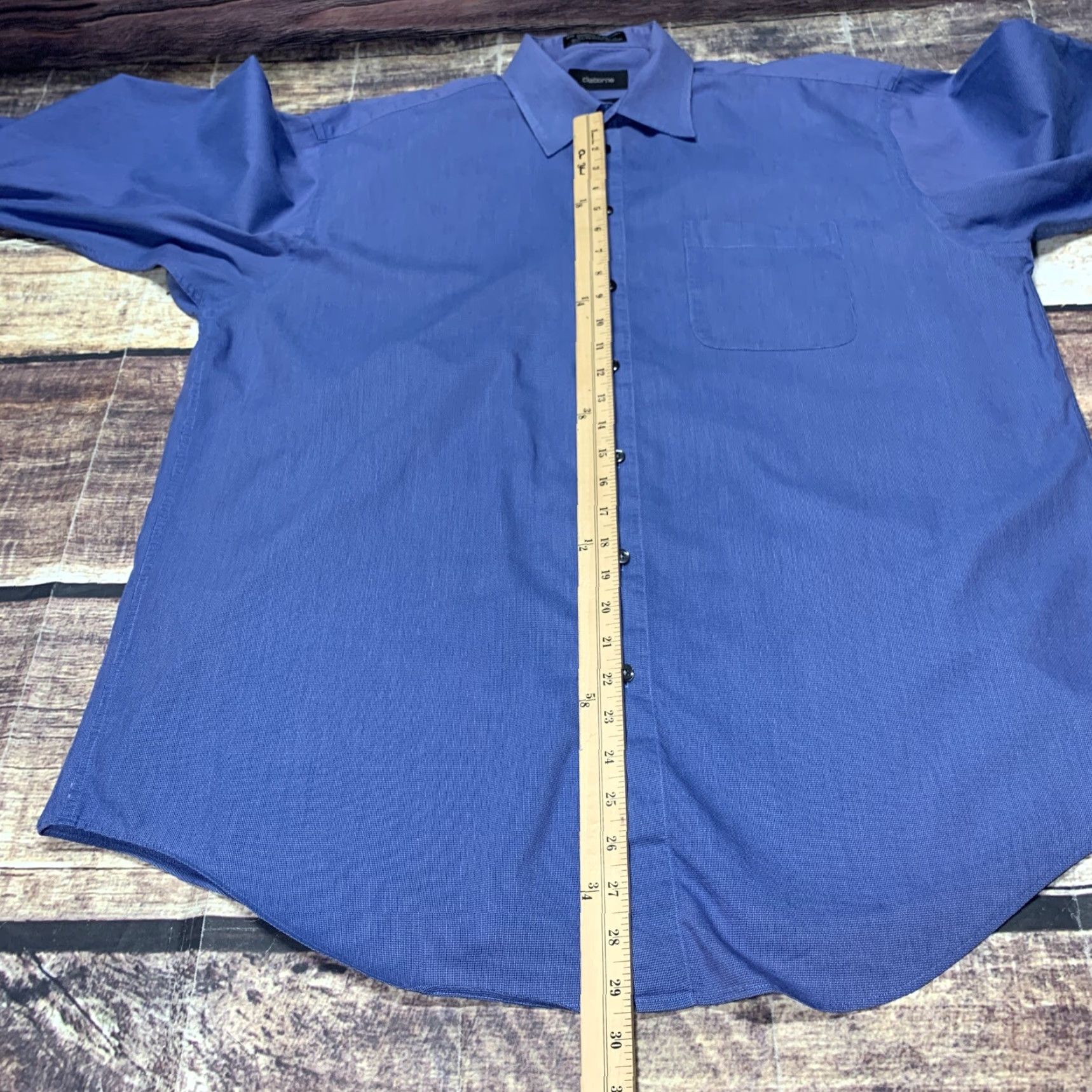 Liz Claiborne Claiborne Shirt Mens XL Long Sleeve Button-Up Blue Casual Dress Neck 17" Size US XL / EU 56 / 4 - 4 Thumbnail