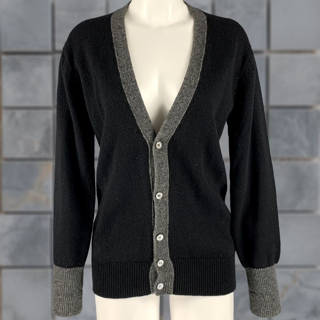Comme des Garcons Girl VINTAGE COMME des GARCONS 1980s Cardigan S Black Wool Knit Buttoned Womens Size S / US 4 / IT 40 - 1 Thumbnail