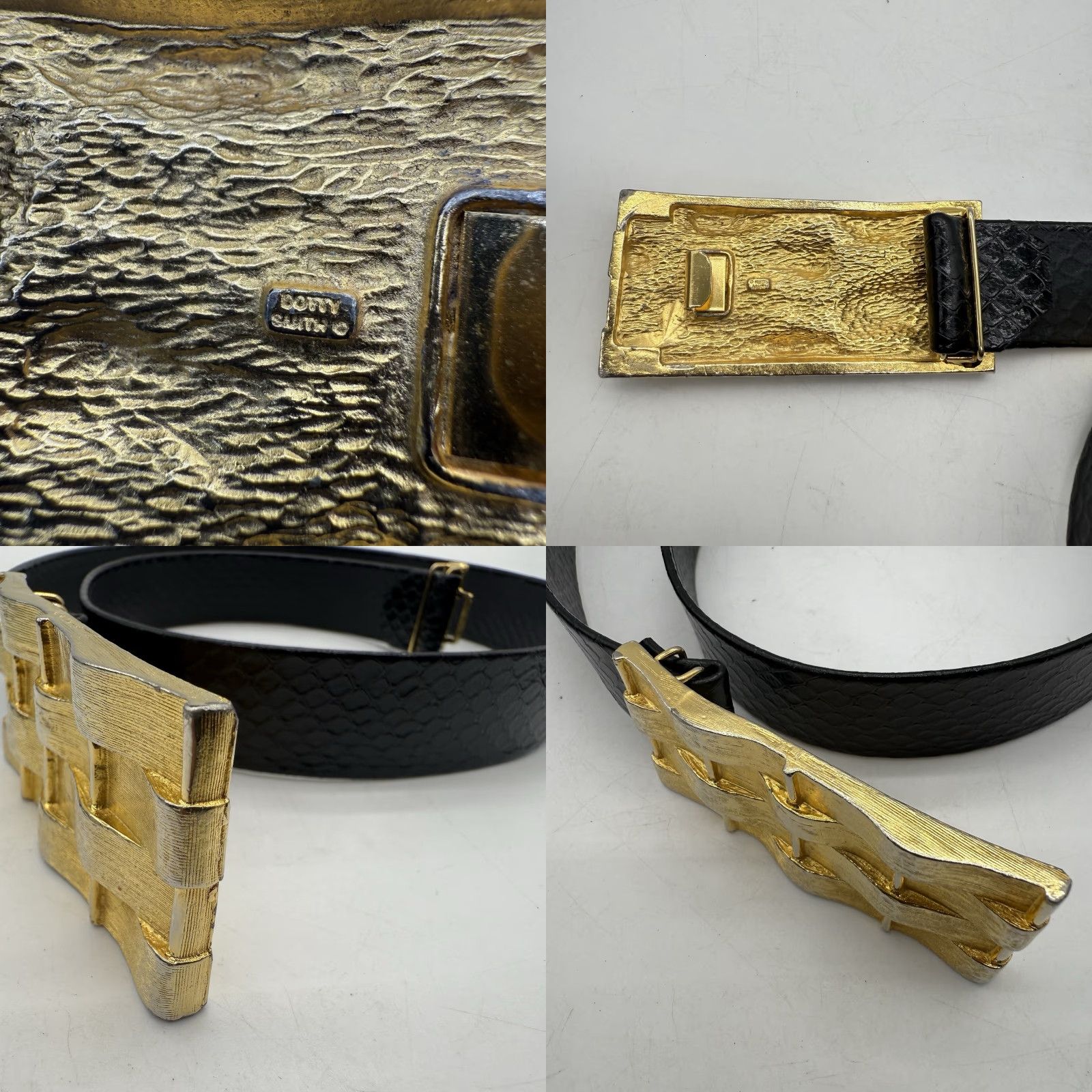 Vintage VINTAGE Dotty Smith Belt Buckle Women 90s Gold Tone Snake Skin Faux Black Adjustable 36" -Mens Womens Size ONE SIZE - 8 Thumbnail