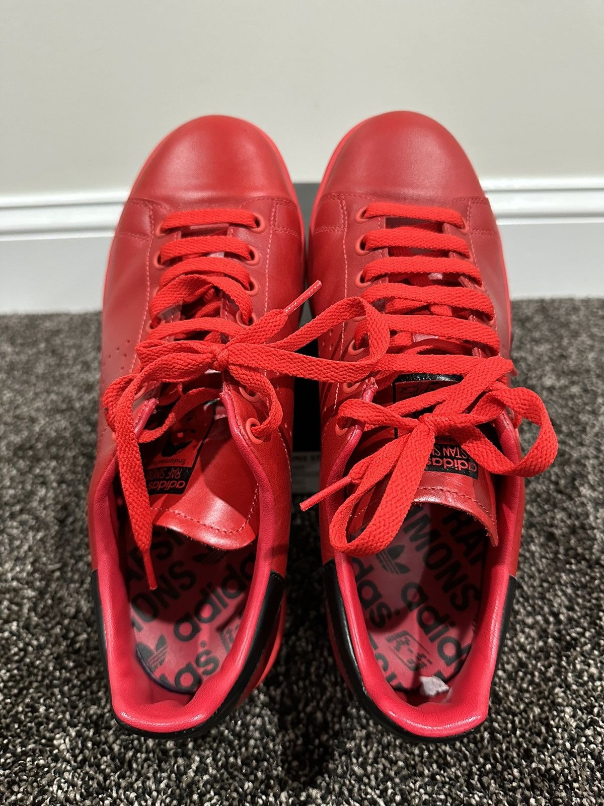 Adidas Raf Simons x Barneys x Adidas Stan Smith Red Low Top Sneaker Size US 9.5 / EU 42-43 - 8 Thumbnail