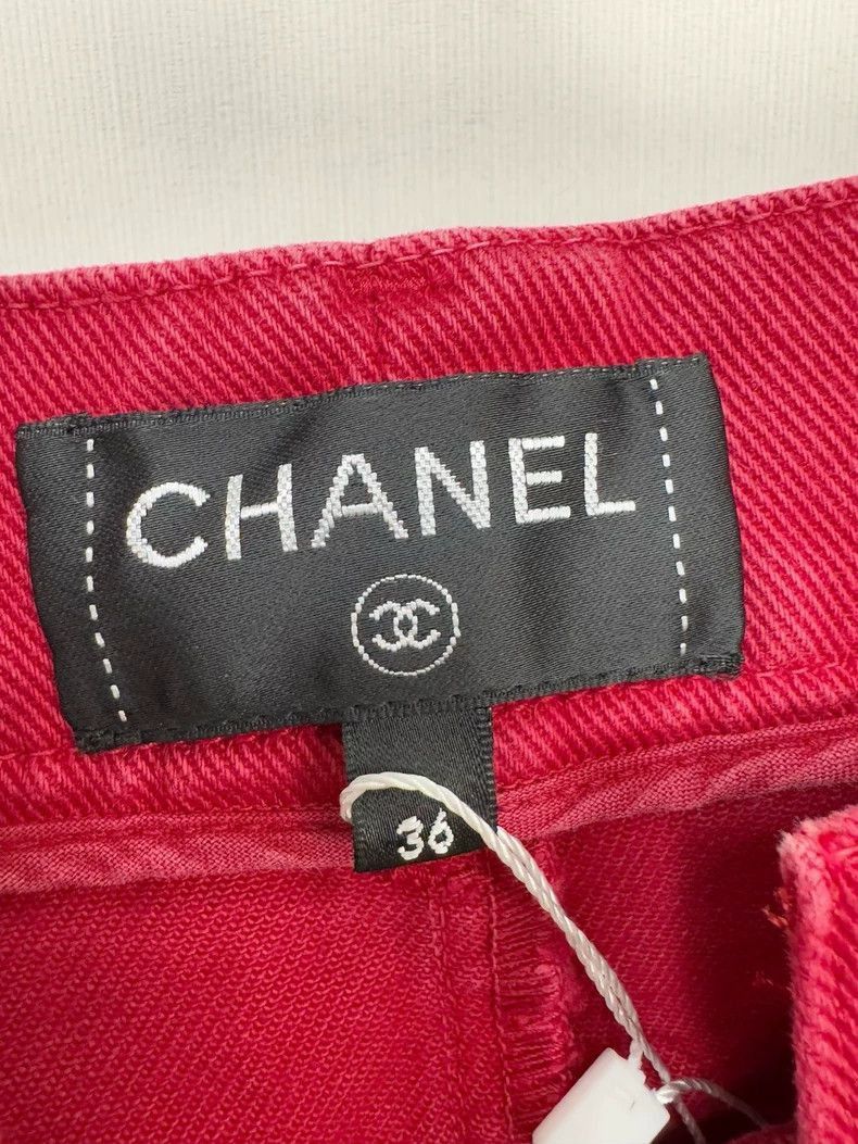 Chanel Chanel Red Cargo Jeans Womens Size 35" - 2 Thumbnail