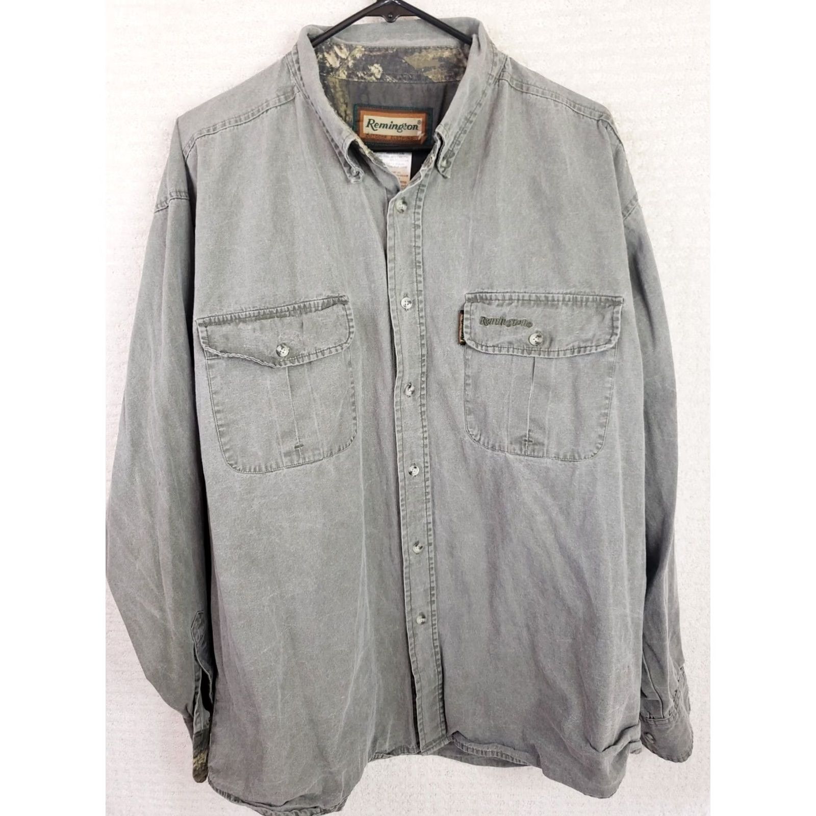 Vintage Remington Shirt Men XL Green Button-Down Canvas Cotton Outdoor Pocketed Long Sleeve Size US XL / EU 56 / 4 - 2 Thumbnail