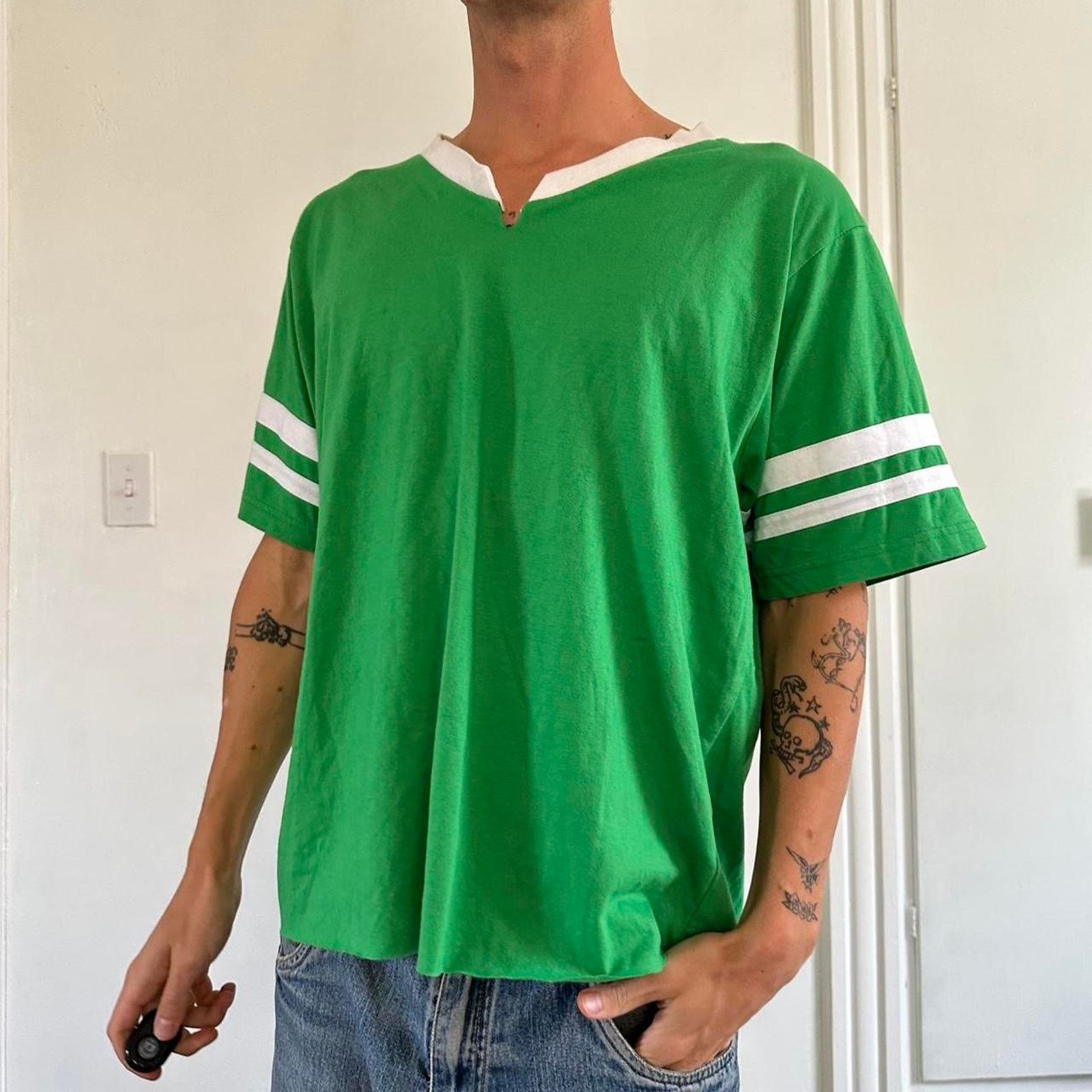 Vintage Vintage Y2K Ghast Chopped Blank basic Green Jersey Shirt Size US XL / EU 56 / 4 - 1 Thumbnail