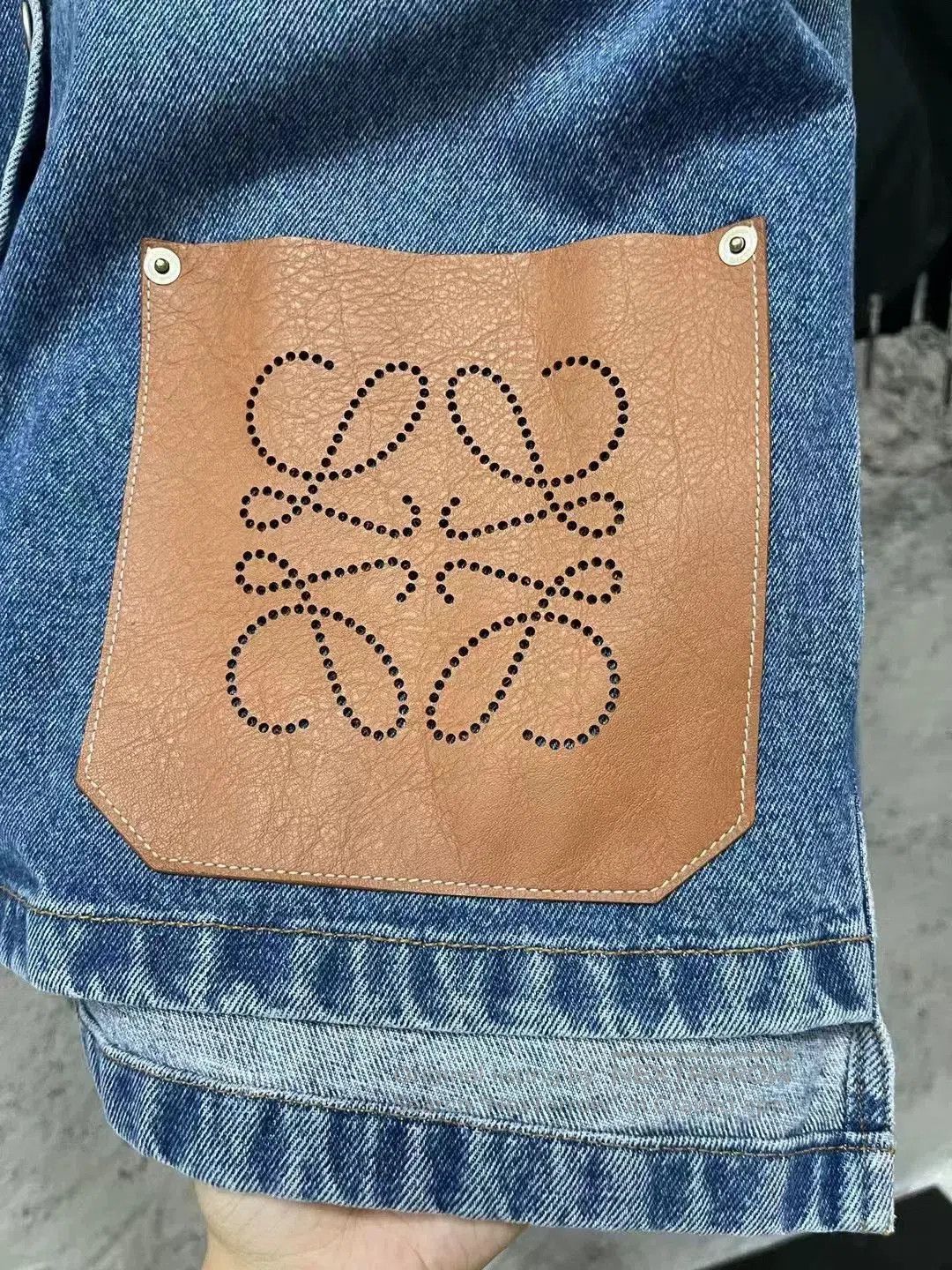 Loewe Loewe Patchwork Leather Cutout Logo Denim Jacket. Size XS / US 0-2 / IT 36-38 - 5 Thumbnail
