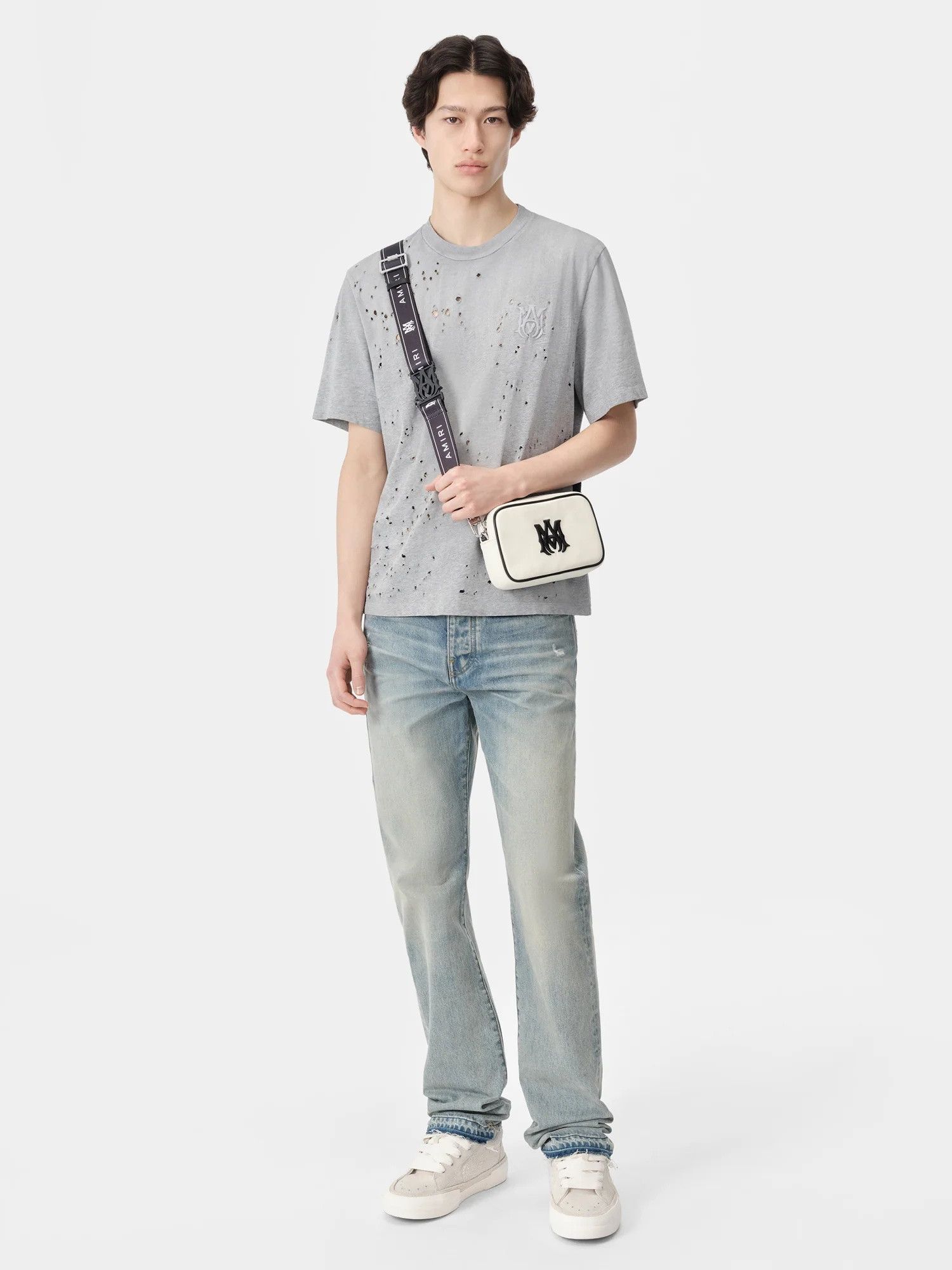 Amiri o1orln1025 MA Shotgun Embroidered T-Shirt in Grey Size US M / EU 48-50 / 2 - 2 Thumbnail
