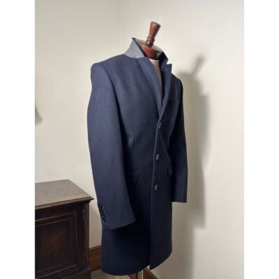 H&M Designer Navy Blue Wool Long Coat Classic Overcoat 34R Forma Size S / US 4 / IT 40 - 7 Thumbnail