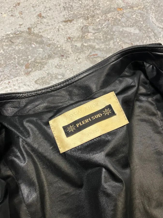 Vintage 2000s Plein Sud Lace Up Biker Black Leather Jacket Size S / US 4 / IT 40 - 11 Thumbnail