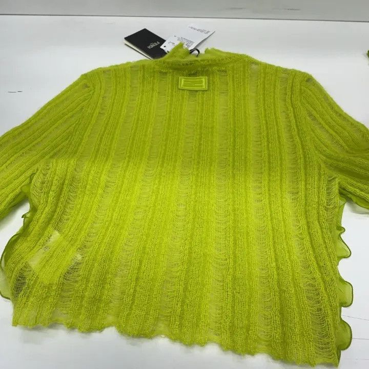 Fendi Fendi Green Long Sleeve Sweater with Ruffle Hem -2508 Size S / US 4 / IT 40 - 7 Thumbnail