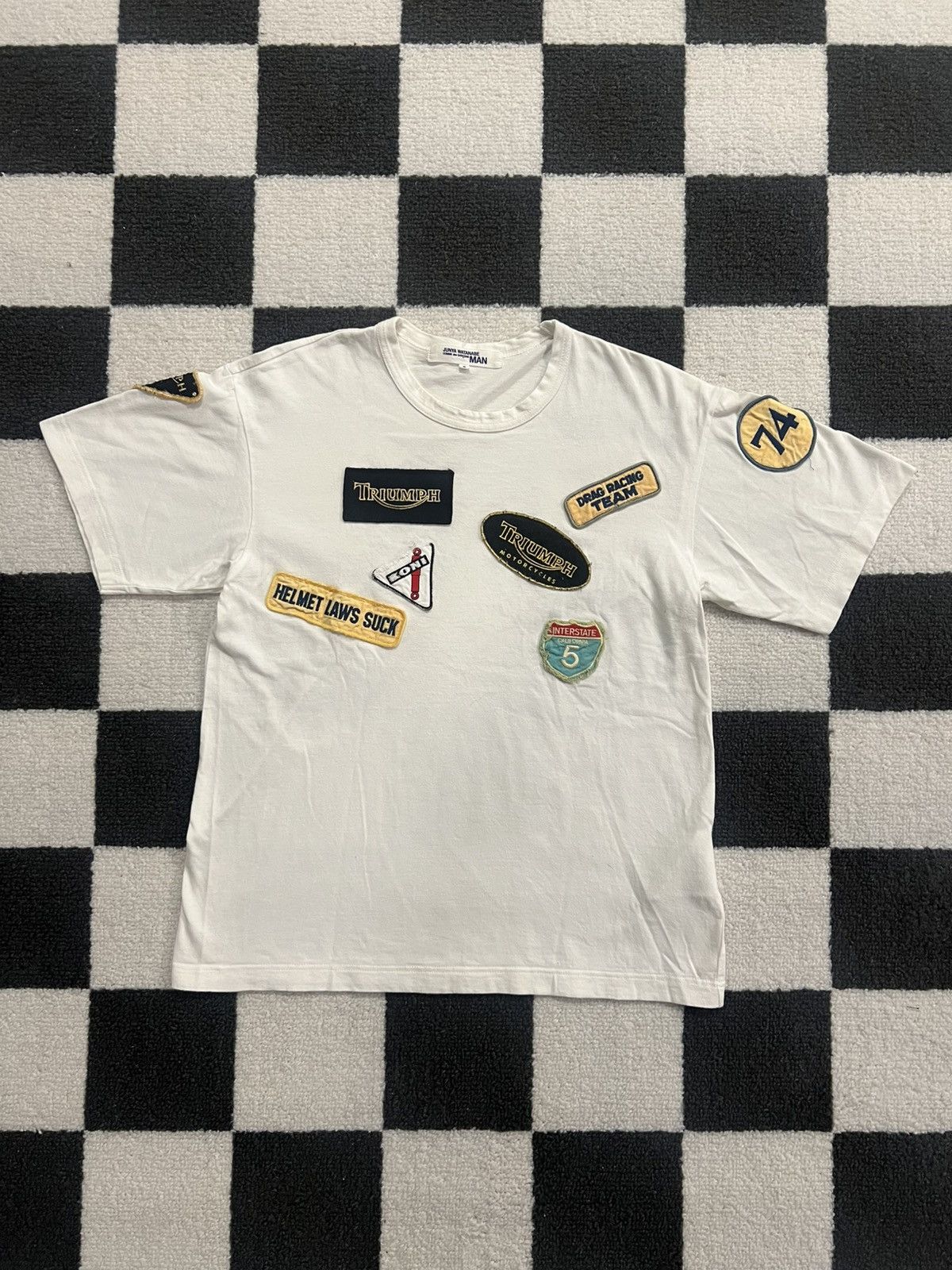 Pre-owned Junya Watanabe Ad2002 Moto Patch Shirt In White
