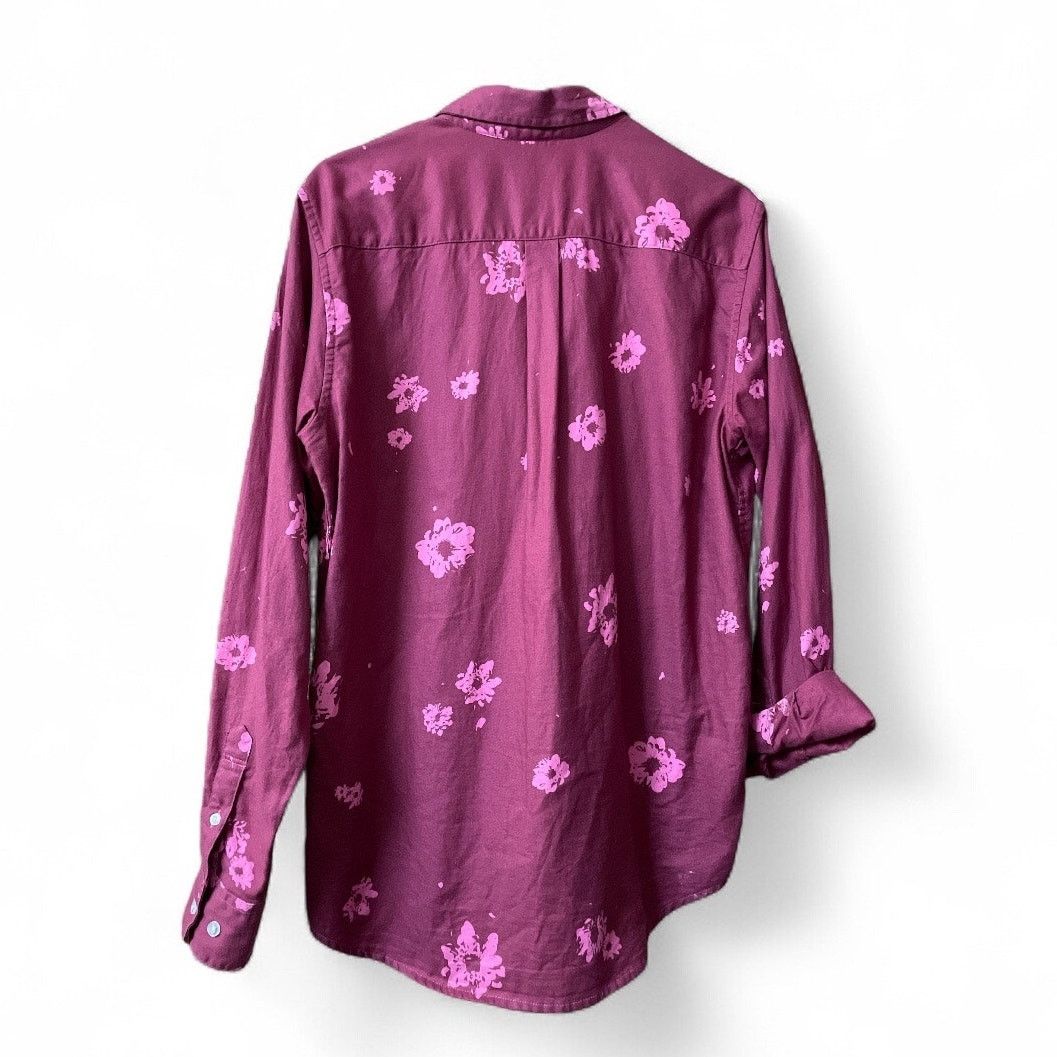 Obey Obey Oh Daisy Burgundy Woven Button Down Shirt size Medium Size US M / EU 48-50 / 2 - 4 Thumbnail