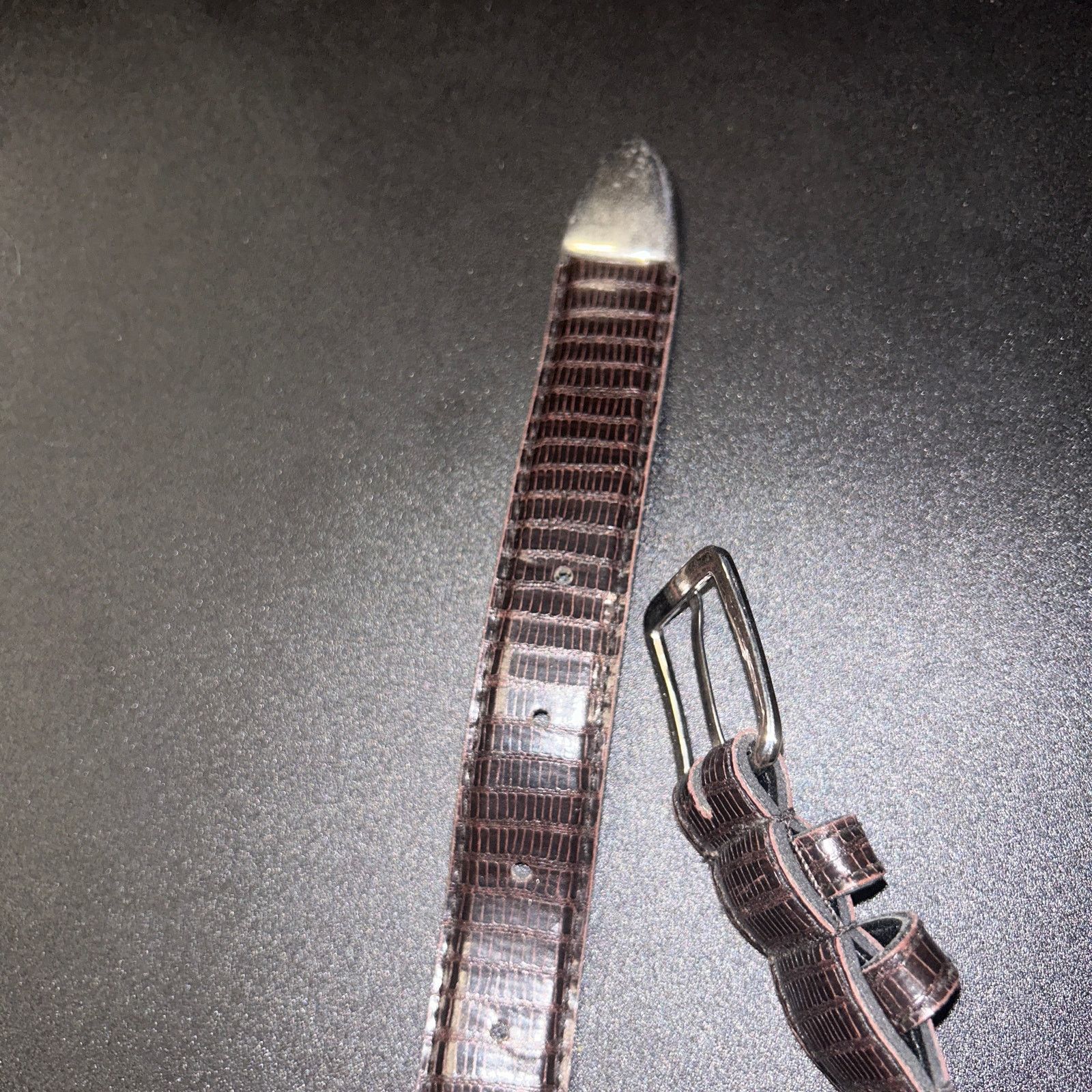 Other Brown Textured Faux Leather Gold-Tone Hardware Belt 37" Size ONE SIZE - 8 Thumbnail
