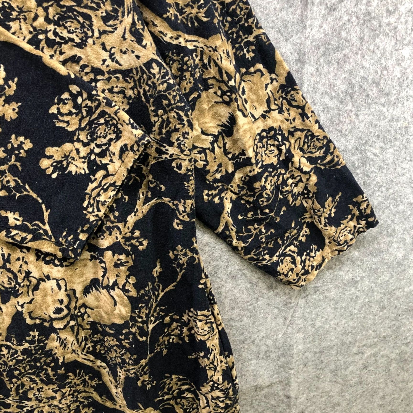 Vintage ZANZEA Dress Womens Black Brown Tree Print Shift Midi Bohemian Lightweight 3/4 Sleeve Crewneck L Large Regular Cotton Muslin Size L / US 10 / IT 46 - 6 Thumbnail