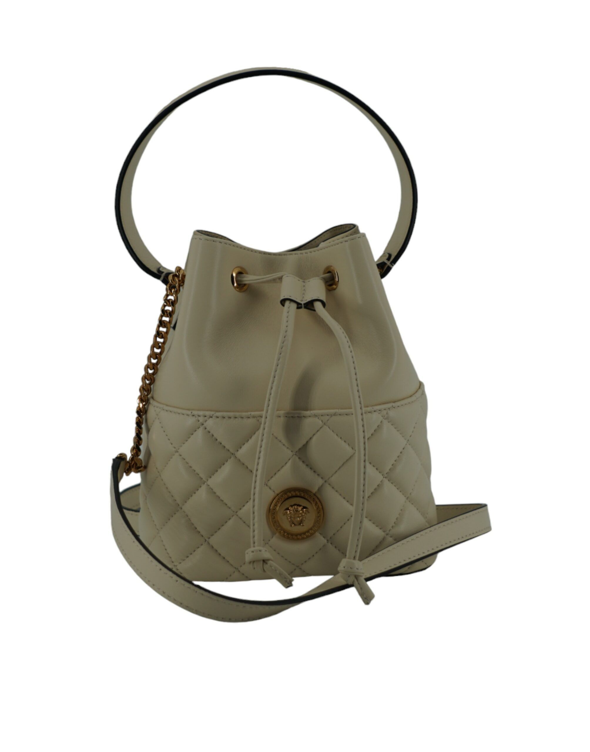 Versace Elegant Small White Leather Bucket Shoulder Women's Bag Size ONE SIZE - 1 Thumbnail