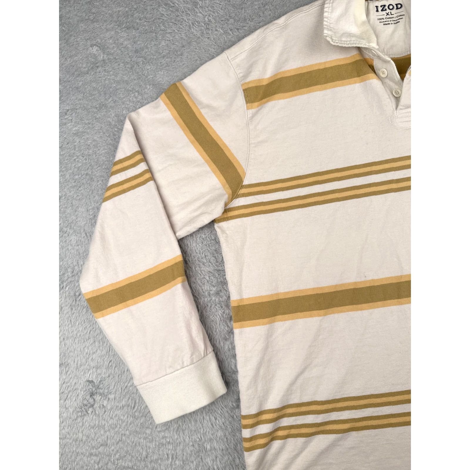 Izod IZOD Polo Shirt Men XL White Striped Jersey Long Sleeve - Casual, Workwear, Activewear (Mens) Size US XL / EU 56 / 4 - 3 Thumbnail