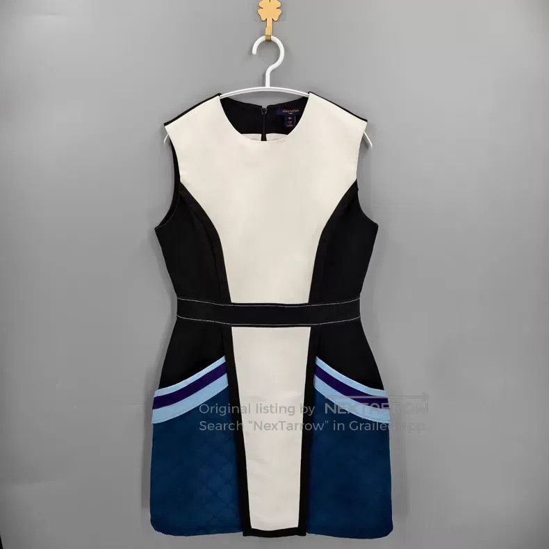 Louis Vuitton Louis Vuitton White and blue quilted sleeveless dress Size S / US 4 / IT 40 - 1 Thumbnail