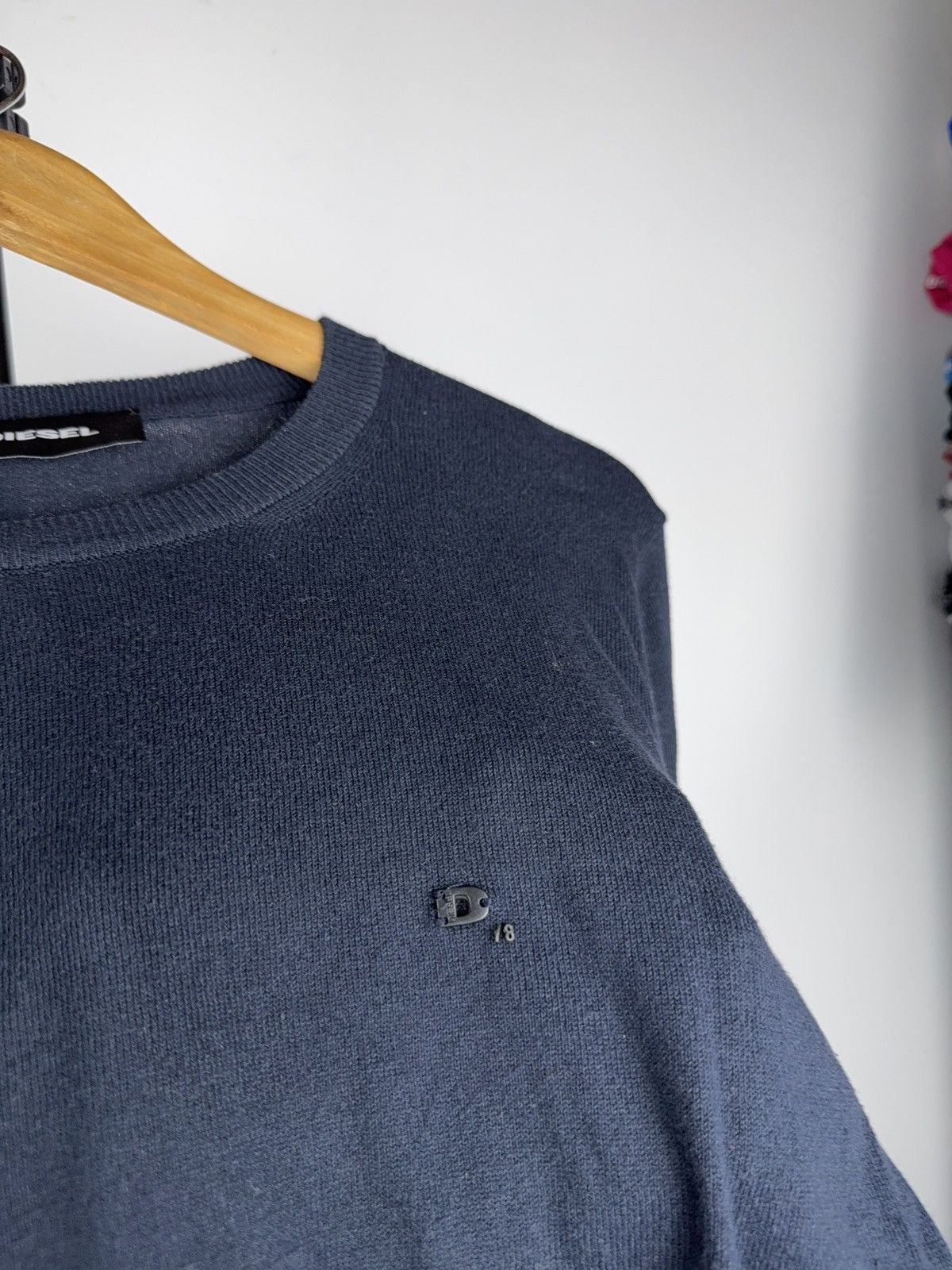 Diesel Luxury 00s Diesel Knit Sweater Navy Minimal Logo Crewneck Size US M / EU 48-50 / 2 - 4 Thumbnail