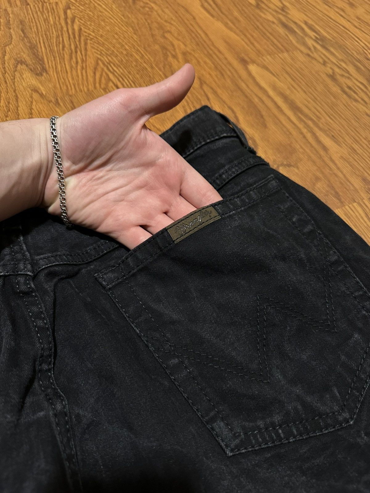 If Six Was Nine × Vintage × Wrangler Jeans Wrangler Black jeans with a white marble look Size US 38 / EU 54 - 4 Thumbnail