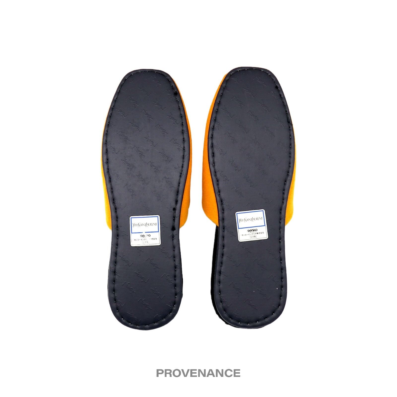 Yves Saint Laurent 🔴 Yves Saint Laurent YSL Logo Slipper - Yellow Velour Size US 8 / IT 38 - 6 Thumbnail