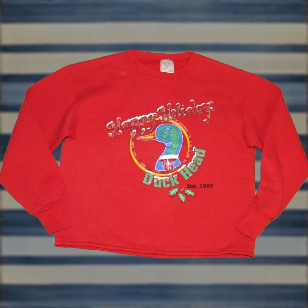 Delta Vtg DUCK HEAD Happy Holidays Christmas Sweatshirt Sweater Made In USA M Size US M / EU 48-50 / 2 - 1 Thumbnail