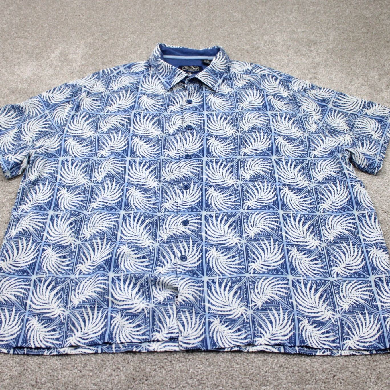 Nat Nast Nat Nast Shirt Mens 2XL Floral Silk/Cotton Short Sleeve Button Up Blue/White Size US XXL / EU 58 / 5 - 2 Thumbnail