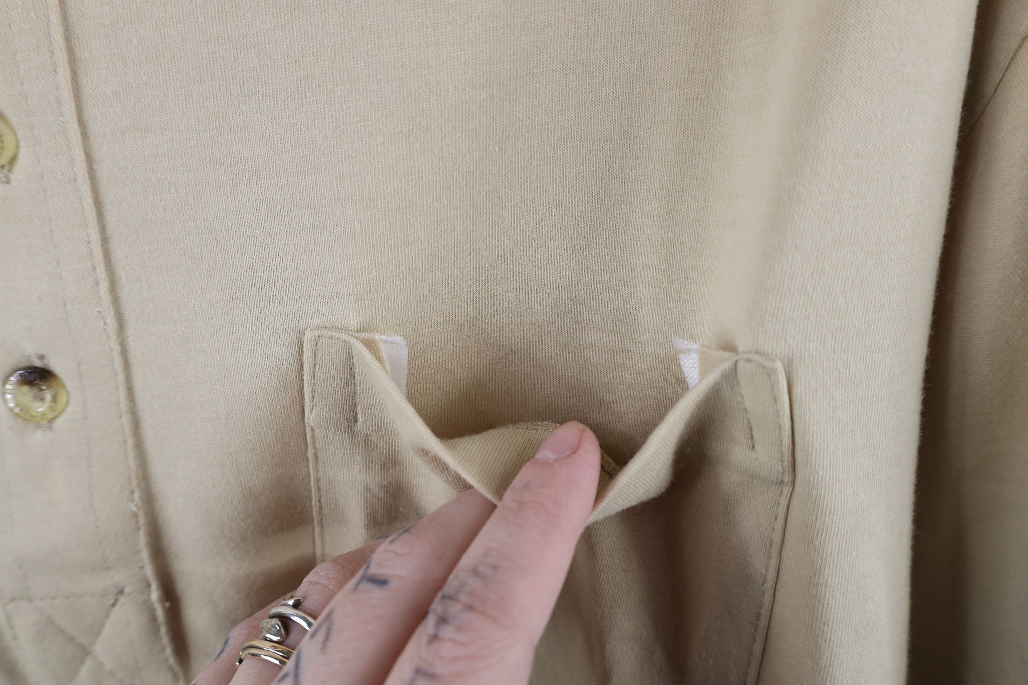 Vintage Vintage 90s Streetwear Blank Baggy Fit Knit Polo Shirt Beige Size US M / EU 48-50 / 2 - 5 Thumbnail