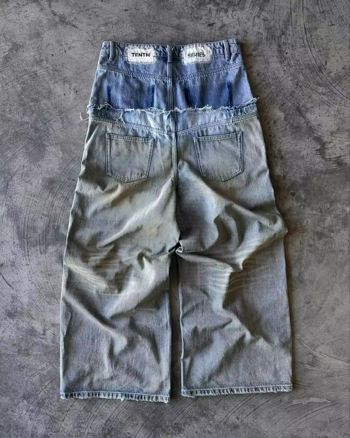Jean Retro Double Stitching Washed Baggy Jeans Size US 33 - 2 Thumbnail