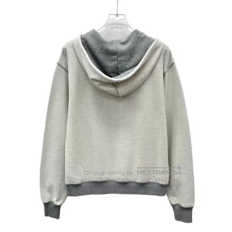 Loewe Loewe Grey Logo Embroidered Cotton Hooded Drawstring Long Size S / US 4 / IT 40 - 2 Thumbnail