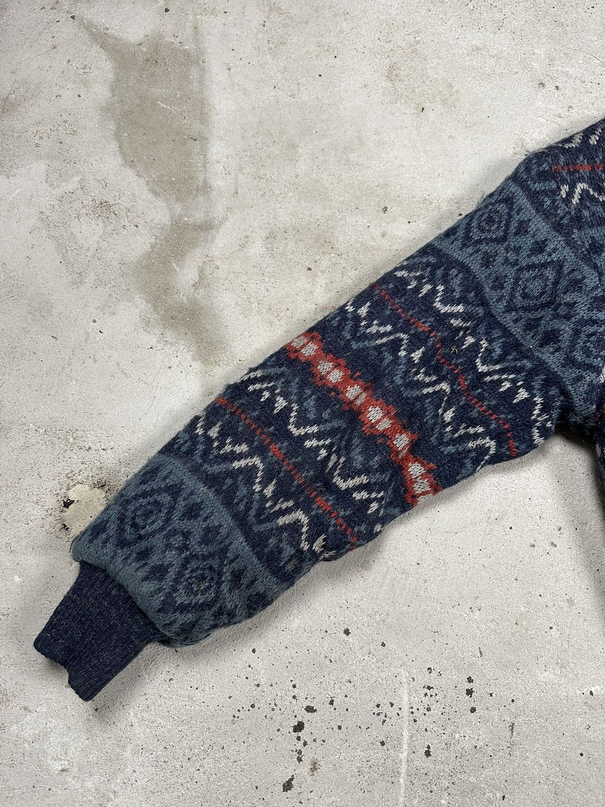 Japanese Brand × Vintage Vintage 90s Wool Abstract Geometric Bomber Jacket Sherpa Size US S / EU 44-46 / 1 - 12 Thumbnail