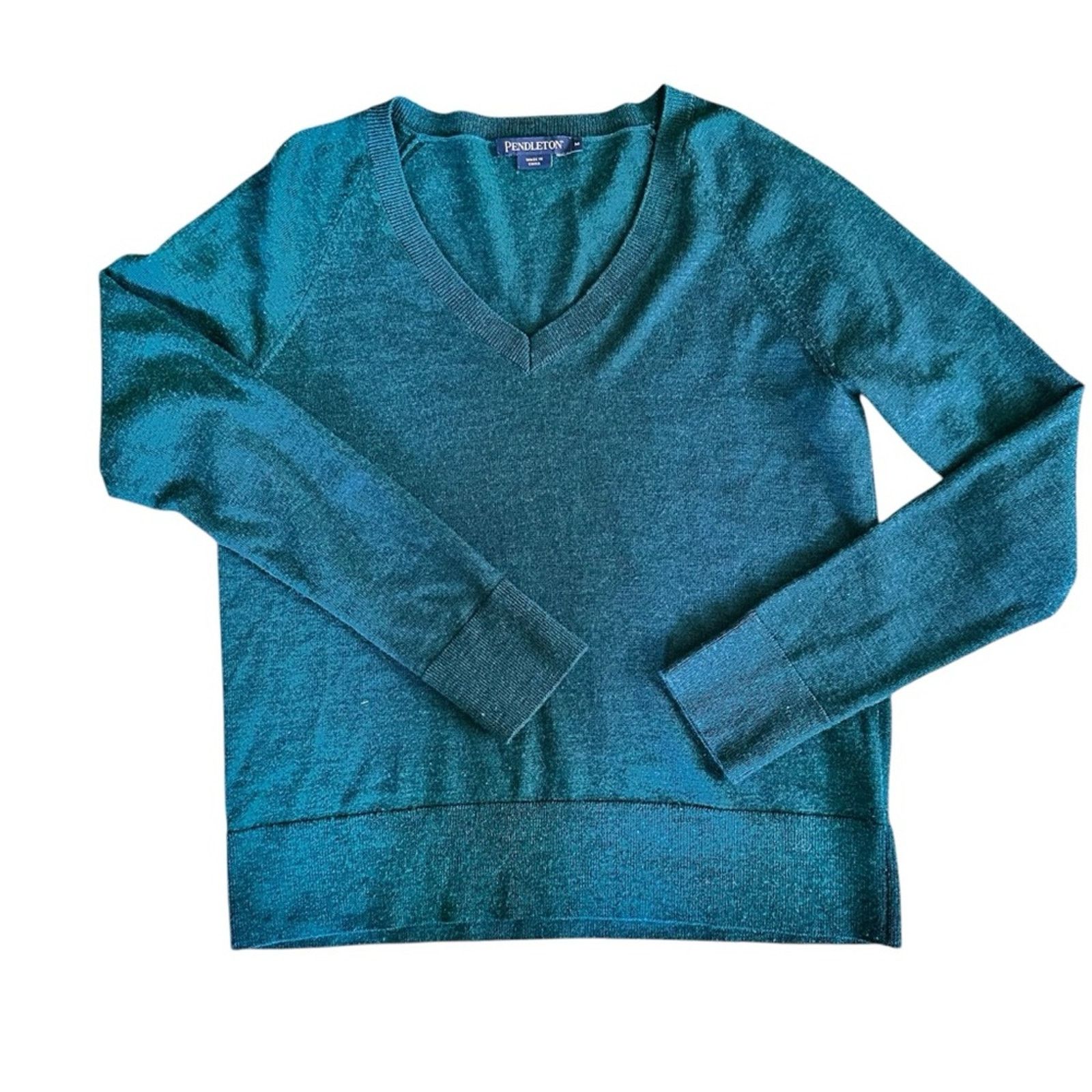 Pendleton Pendleton Merino Wool V-Neck Sweater – Hunter Green – Size M Size M / US 6-8 / IT 42-44 - 1 Thumbnail