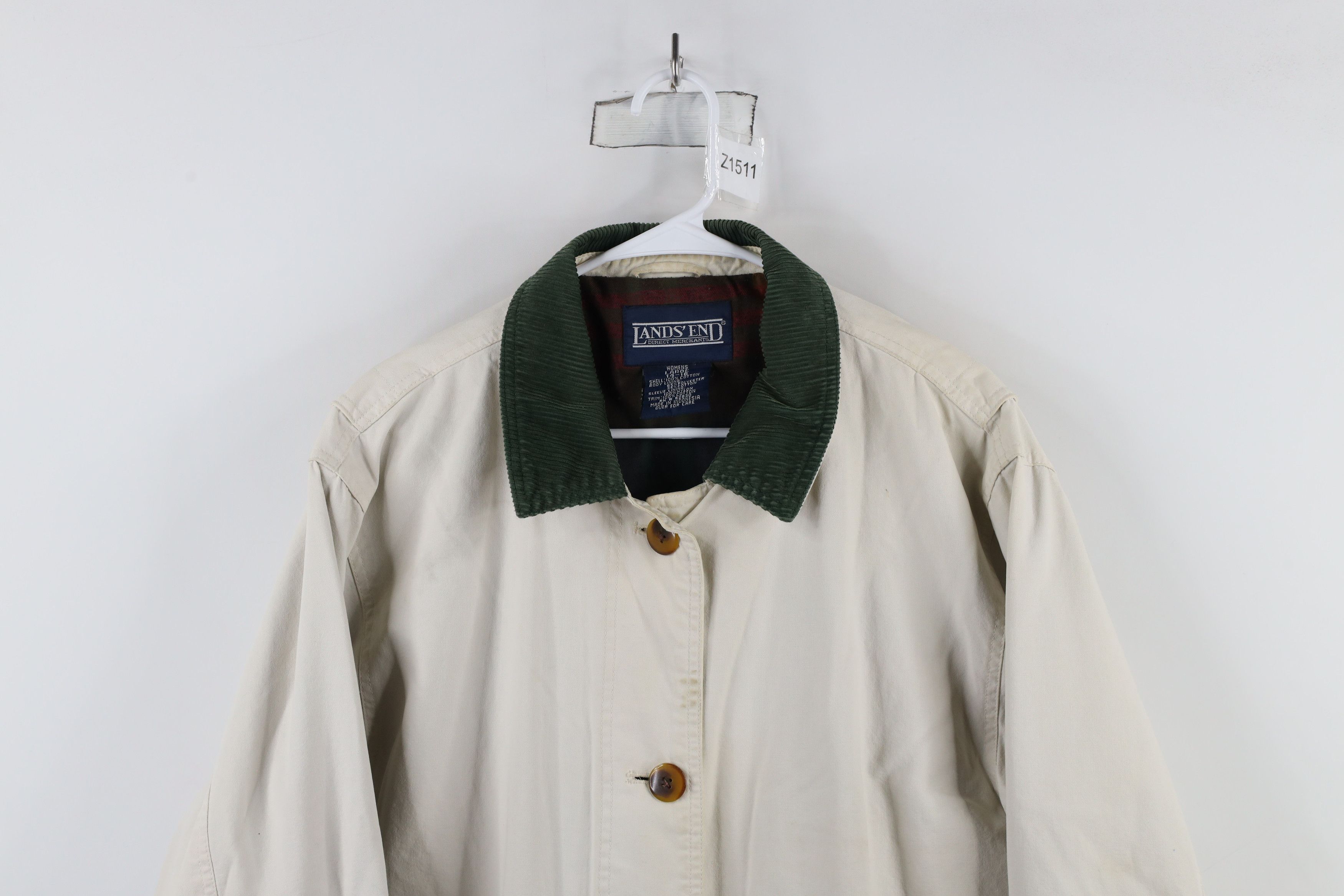 Lands' End × Vintage Vintage 90s Lands End Flannel Lined Chore Barn Jacket Size L / US 10 / IT 46 - 2 Thumbnail