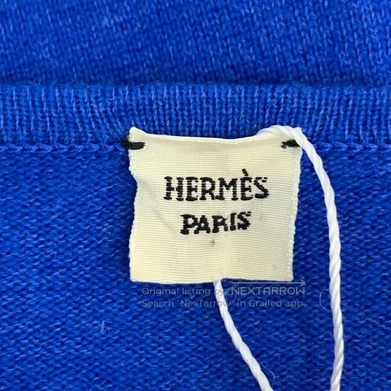 Hermes Hermes Navy Blue Silk Printed Patchwork Cashmere Long Slee Size XS / US 0-2 / IT 36-38 - 5 Thumbnail