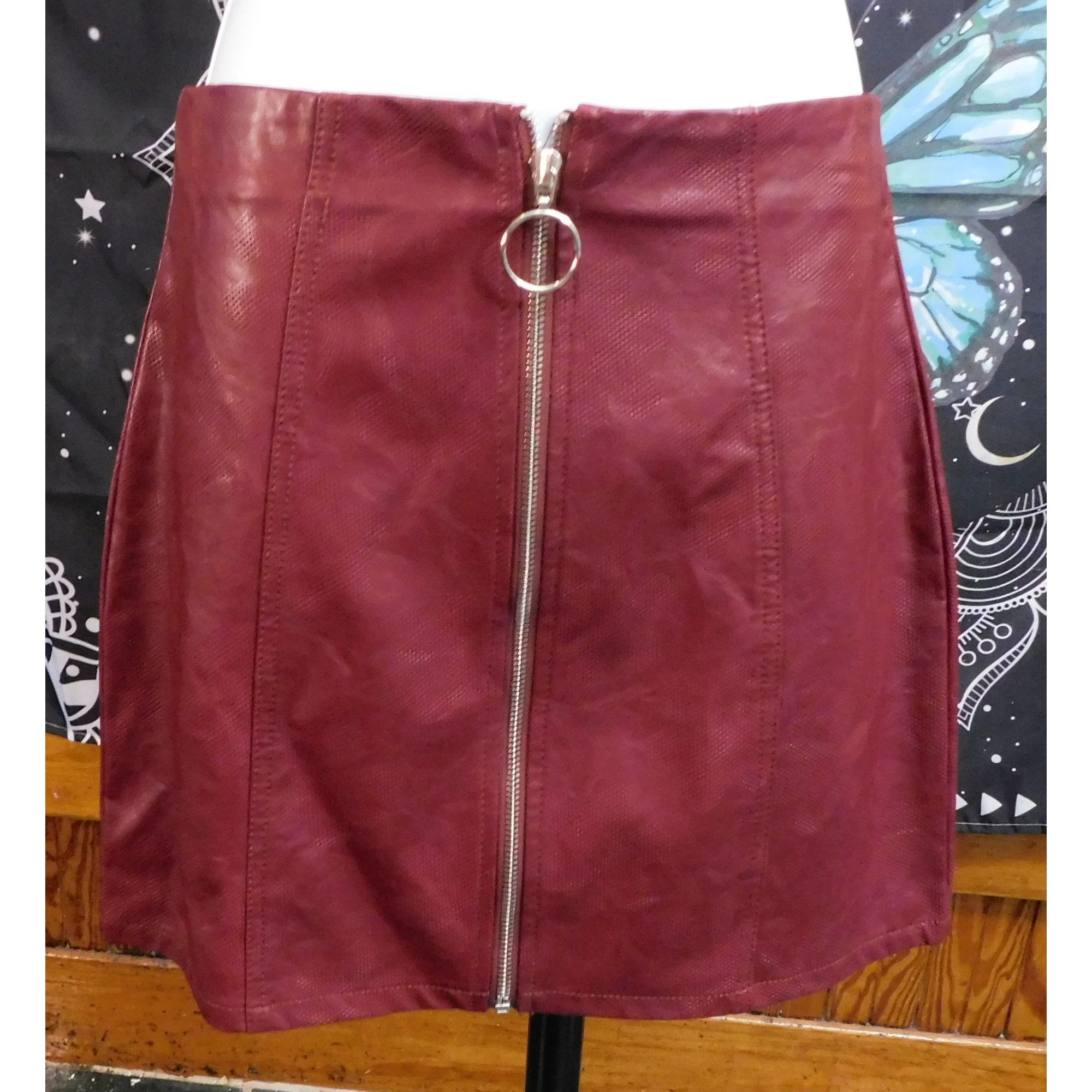 Other Shinestar Faux Leather Burgundy Mini Skirt Size 29" - 1 Thumbnail