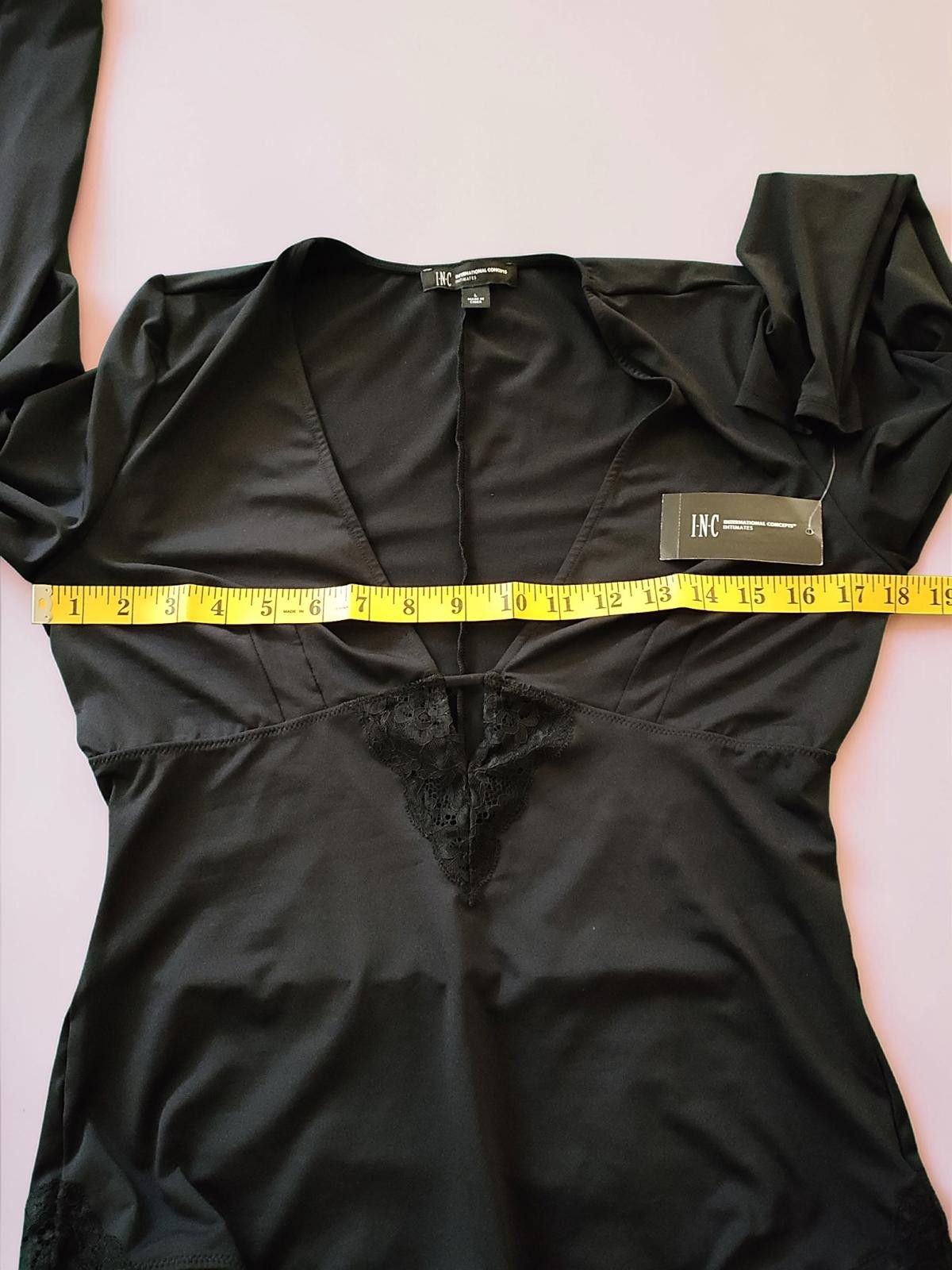Other Black Long Sleeve Lace Detail Bodysuit - Size Large Size ONE SIZE - 6 Thumbnail