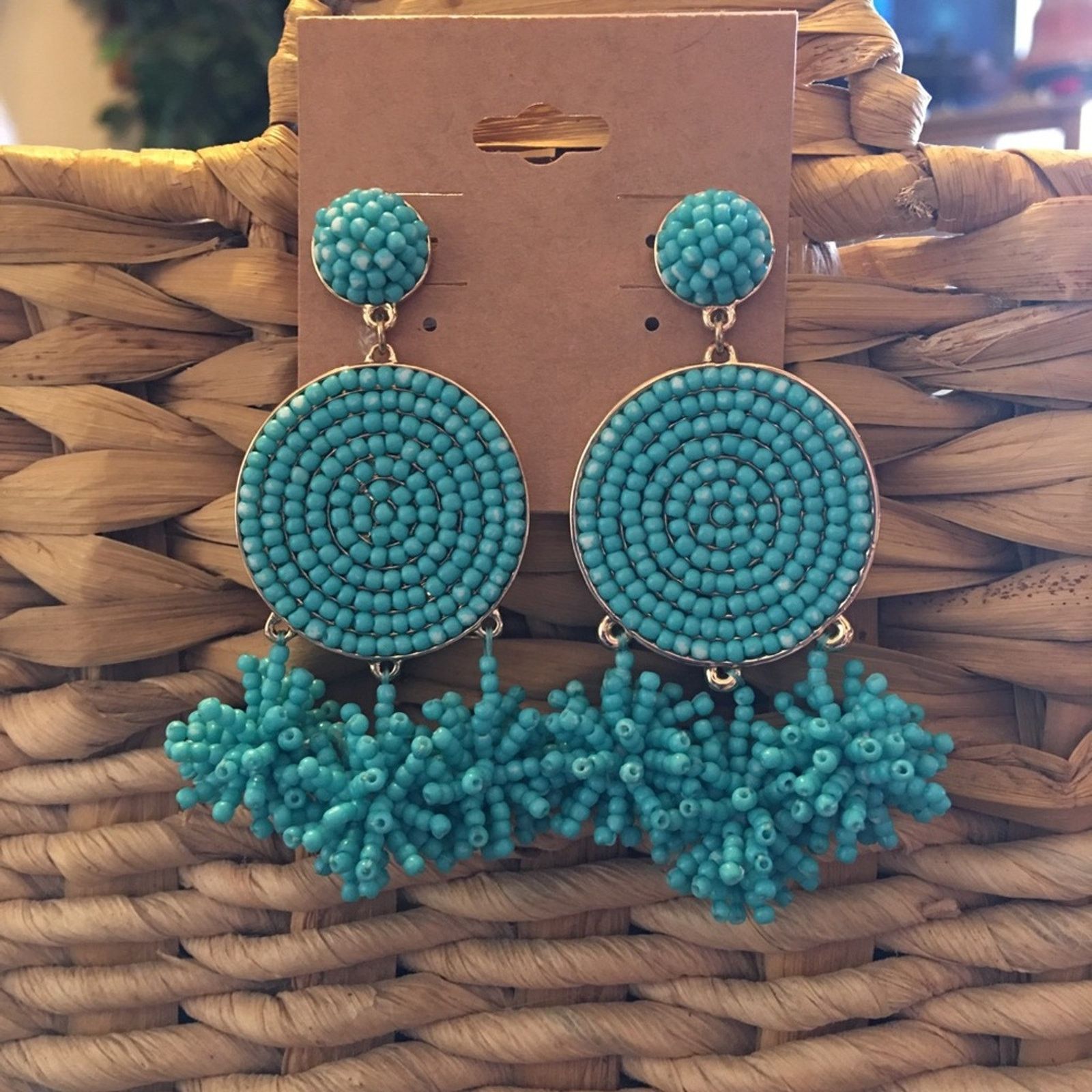 Jewelry Bauble Bar turquoise seed bead cluster earrings Size ONE SIZE - 1 Thumbnail