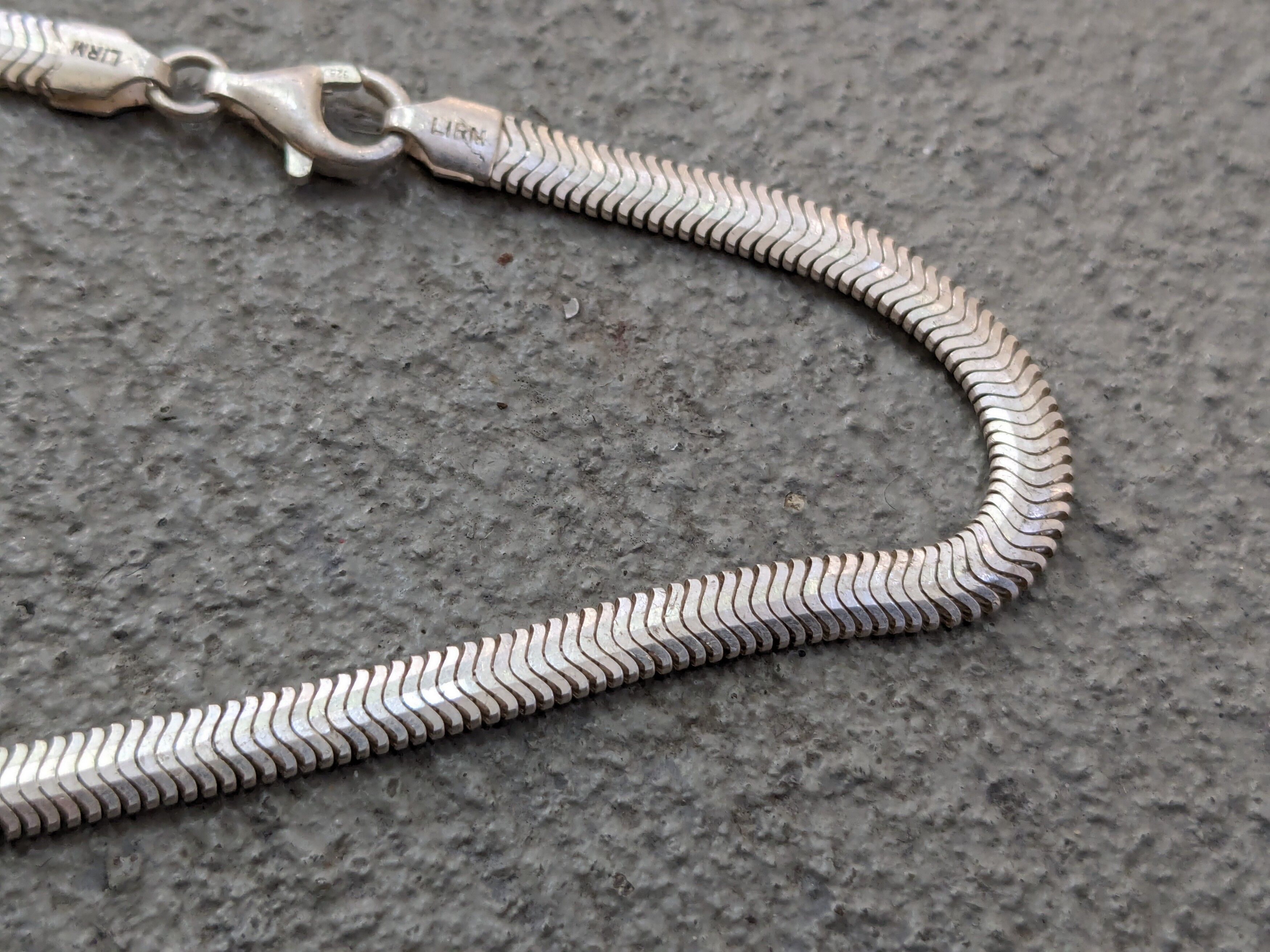 Vintage Vintage Sterling Silver Herringbone Bracelet Snake Italy Size ONE SIZE - 10 Thumbnail