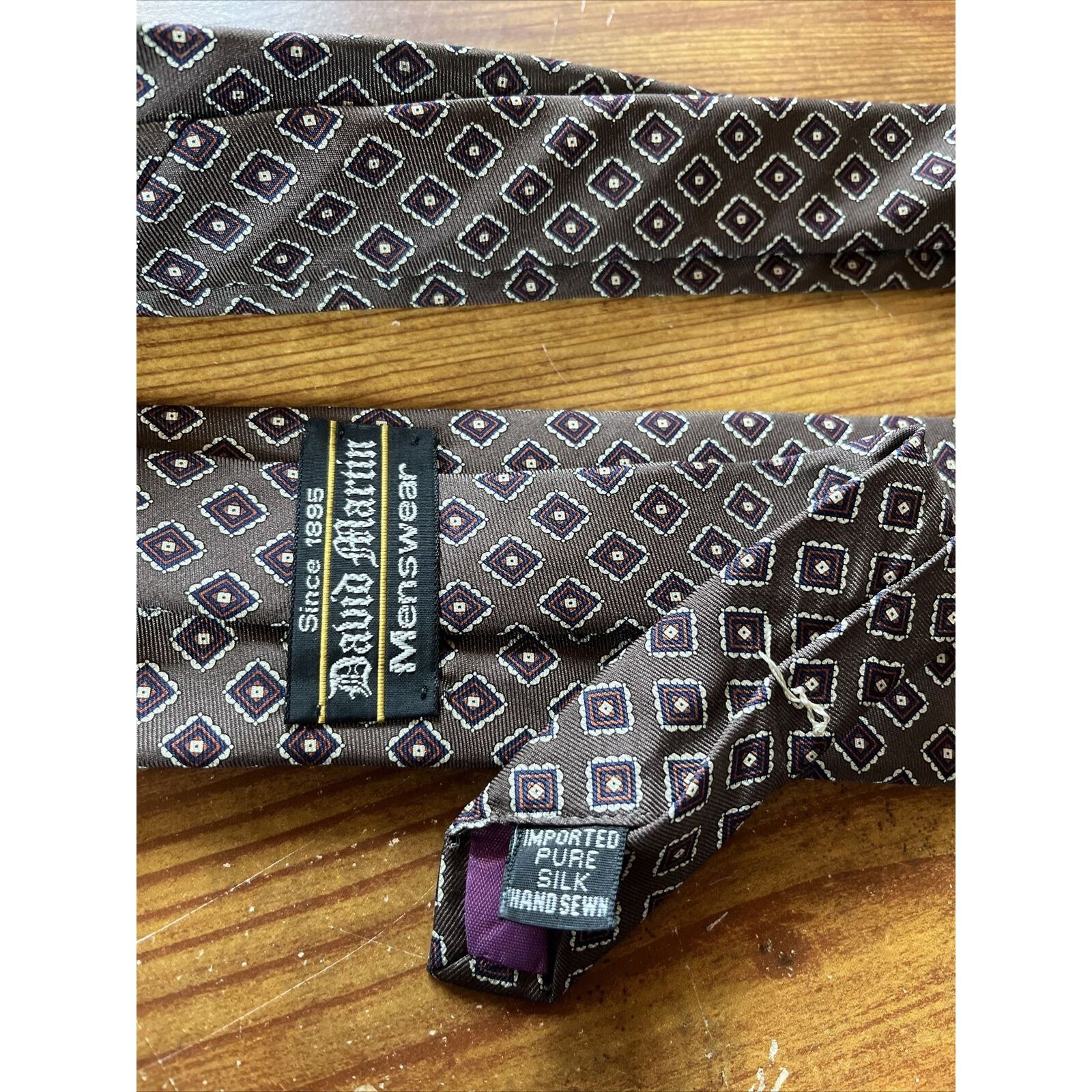 Other david martin menswear vintage brown geometric silk necktie Size ONE SIZE - 5 Thumbnail