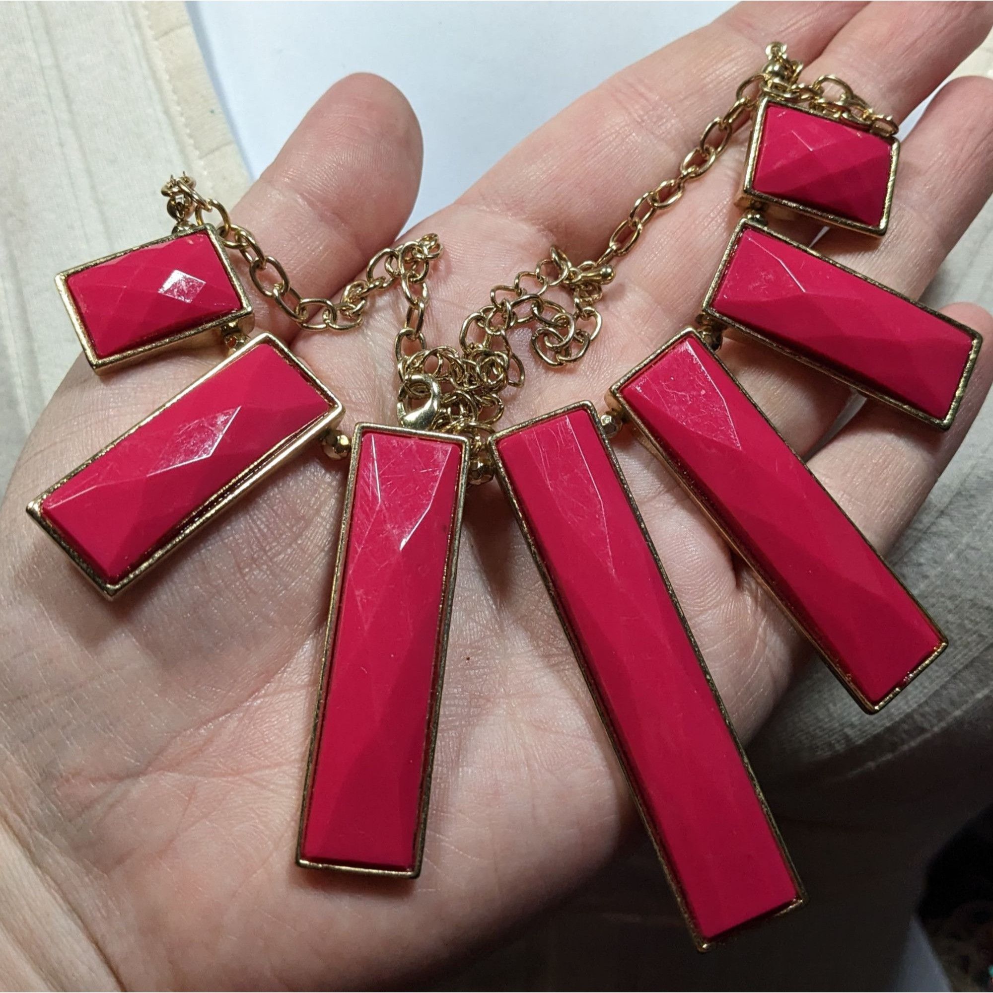 Other 80s Glam Pink And Gold Tone Graduated Pillar Necklace Size ONE SIZE - 5 Thumbnail