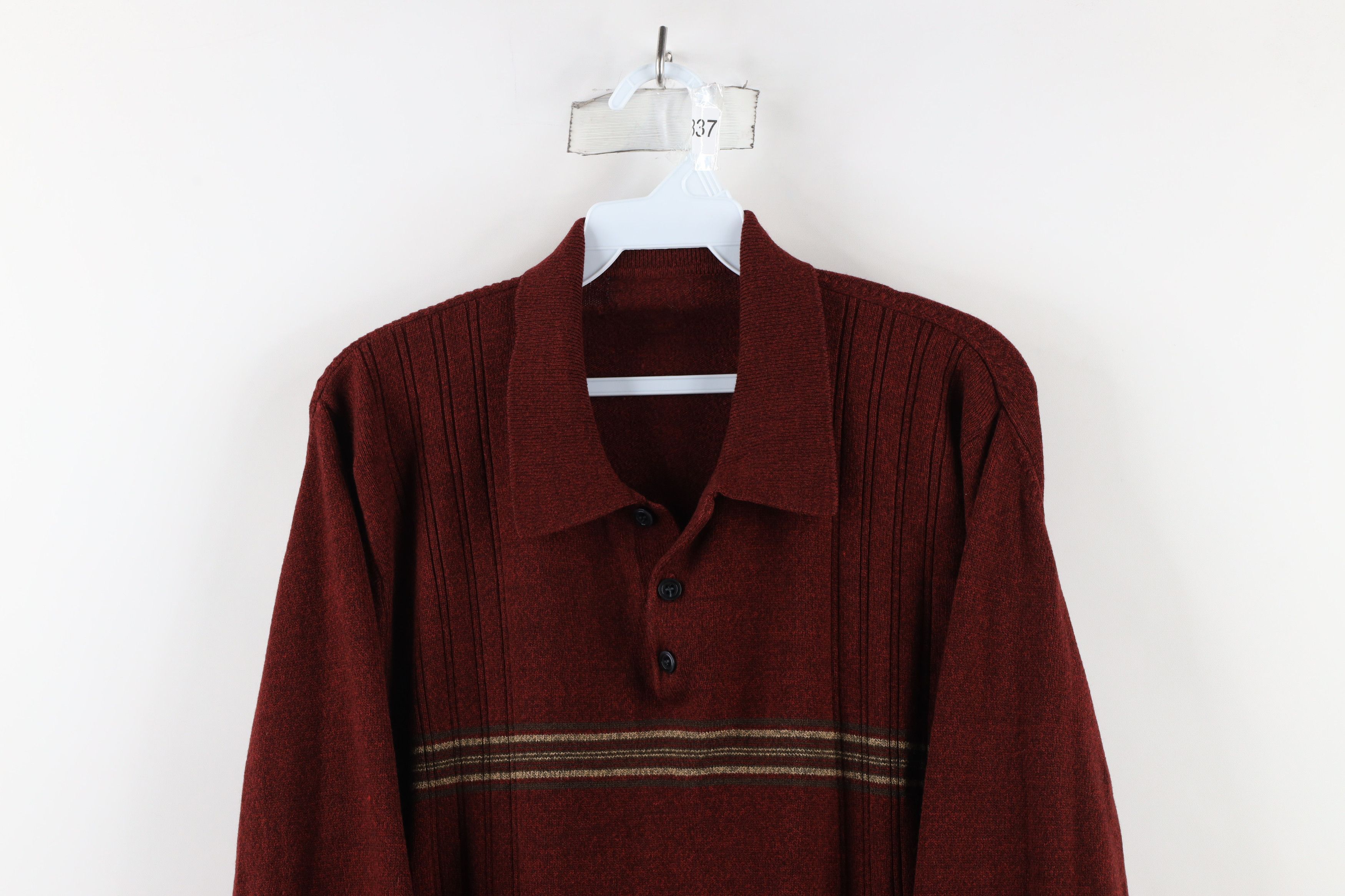 Vintage Vintage 90s Streetwear Ribbed Knit Collared Pullover Sweater Size US L / EU 52-54 / 3 - 2 Thumbnail
