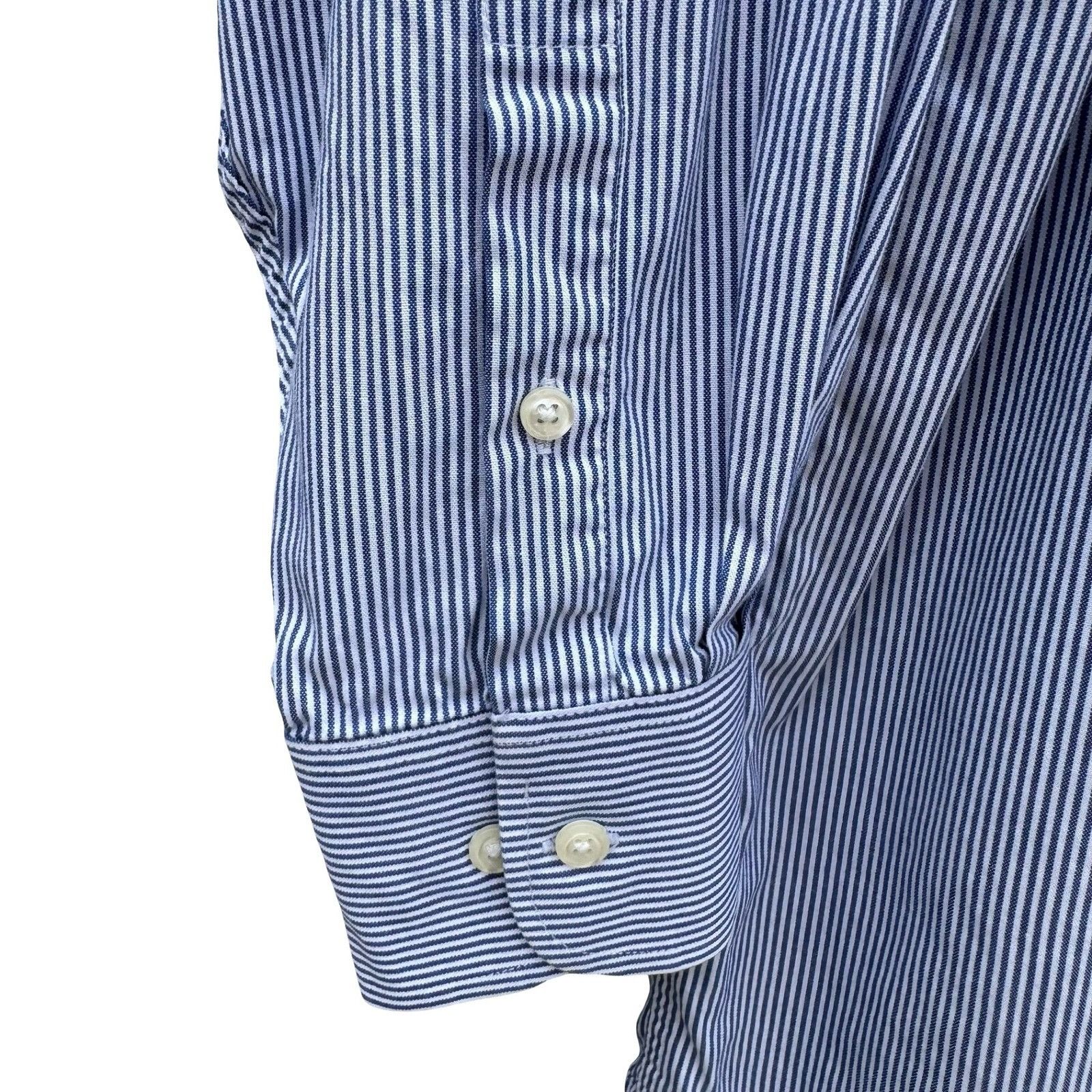Izod IZOD Vintage Mens Blue Striped 80s 2-Ply Pinpoint Oxford Shi Size US L / EU 52-54 / 3 - 5 Thumbnail