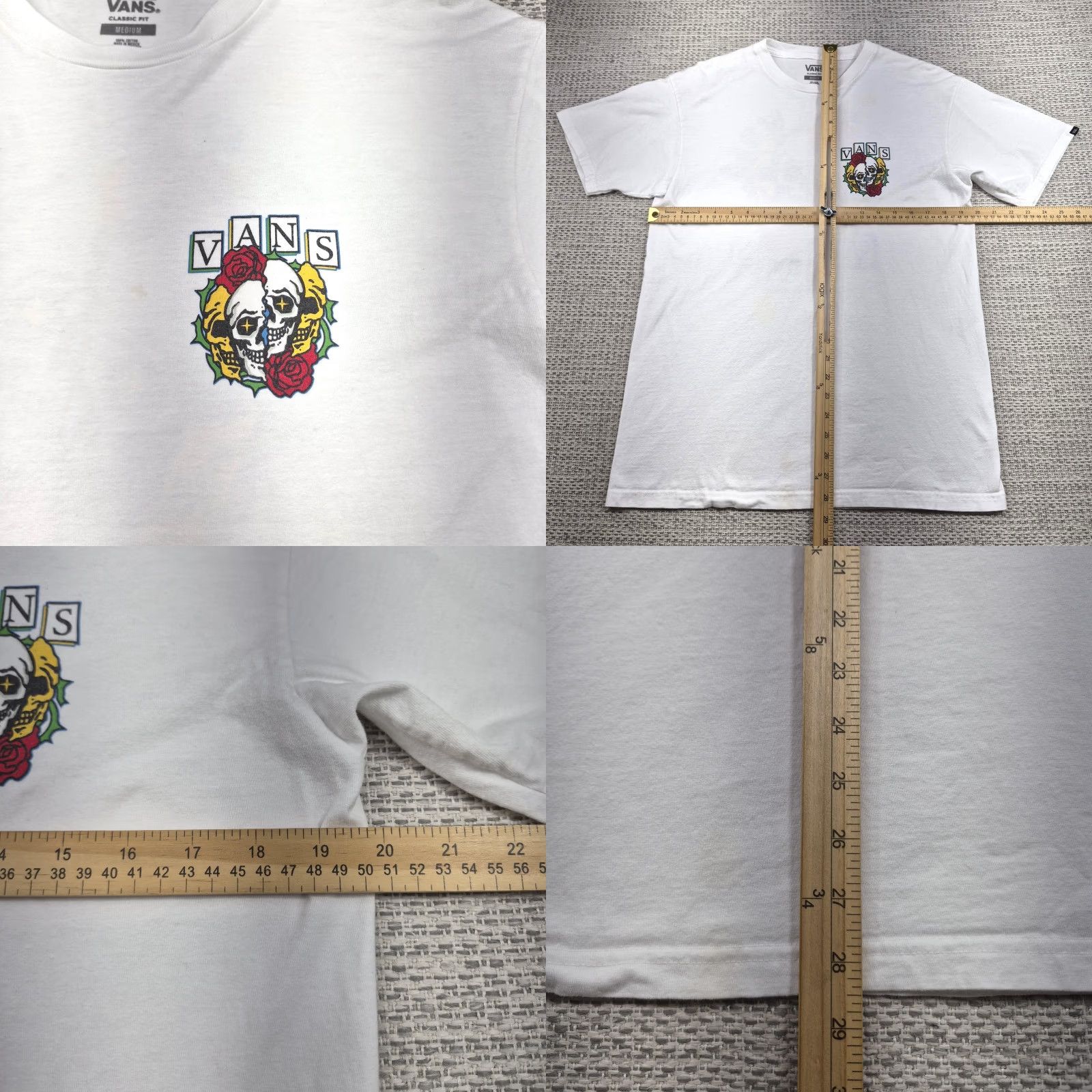 Vans **Off The Wall Skull Rose Vans Mens White Medium Graphic Tee** User: **White Medium Off The Wall Skull Rose Vans Mens Graphic Tee** Size US M / EU 48-50 / 2 - 8 Thumbnail