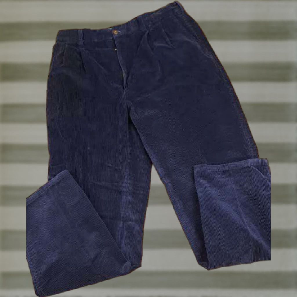 Vintage Cotton Supply Quality Goods USA Made Thick Navy Corduroy Pants Unisex Adults 36 Regular Bootcut 32 Inseam Blue Cotton Corduroy Dress Pants Size US 36 / EU 52 - 1 Thumbnail