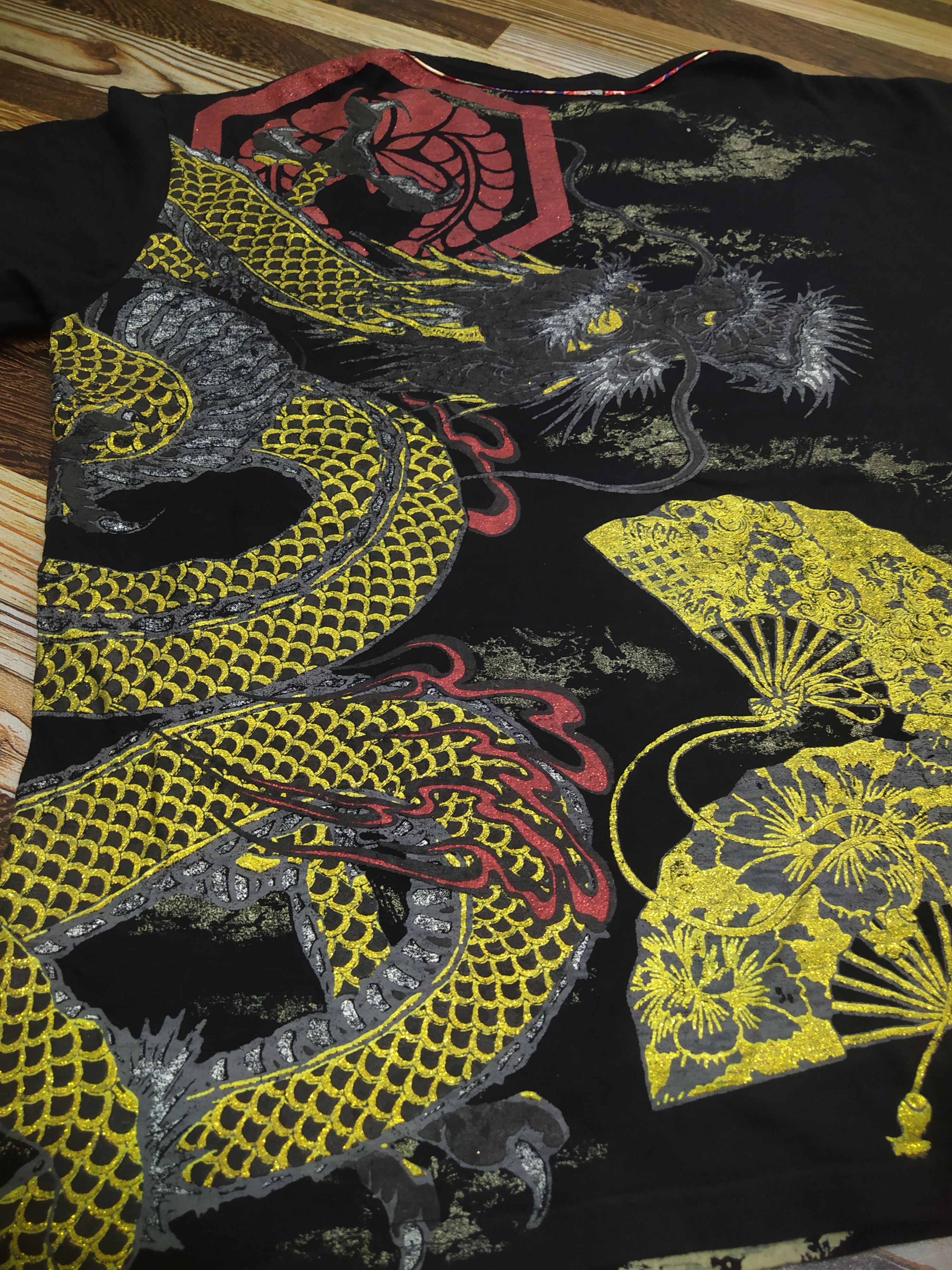 Japanese Brand Vintage Japanese Dragon Graphic Wagara T-Shirt Kimono Print Size US L / EU 52-54 / 3 - 8 Thumbnail