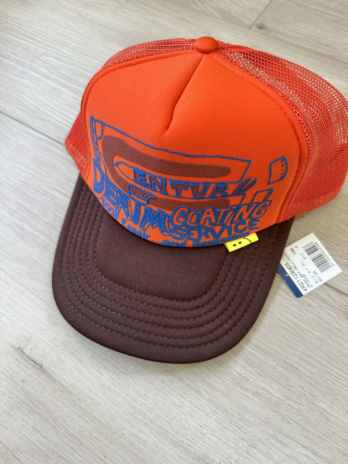 image of Kapital Century Denim Coating Trucker Hat Cap Made In Japan in Orange, Men's