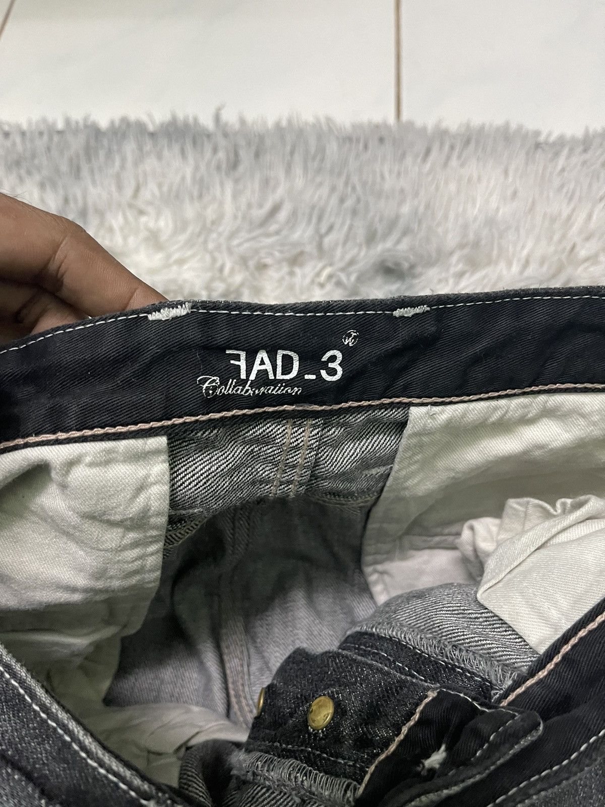 Fad Three RARE VINTAGE FAD 3 COLLABORATION JAPANESE BLACK JEANS Size US 29 - 10 Thumbnail