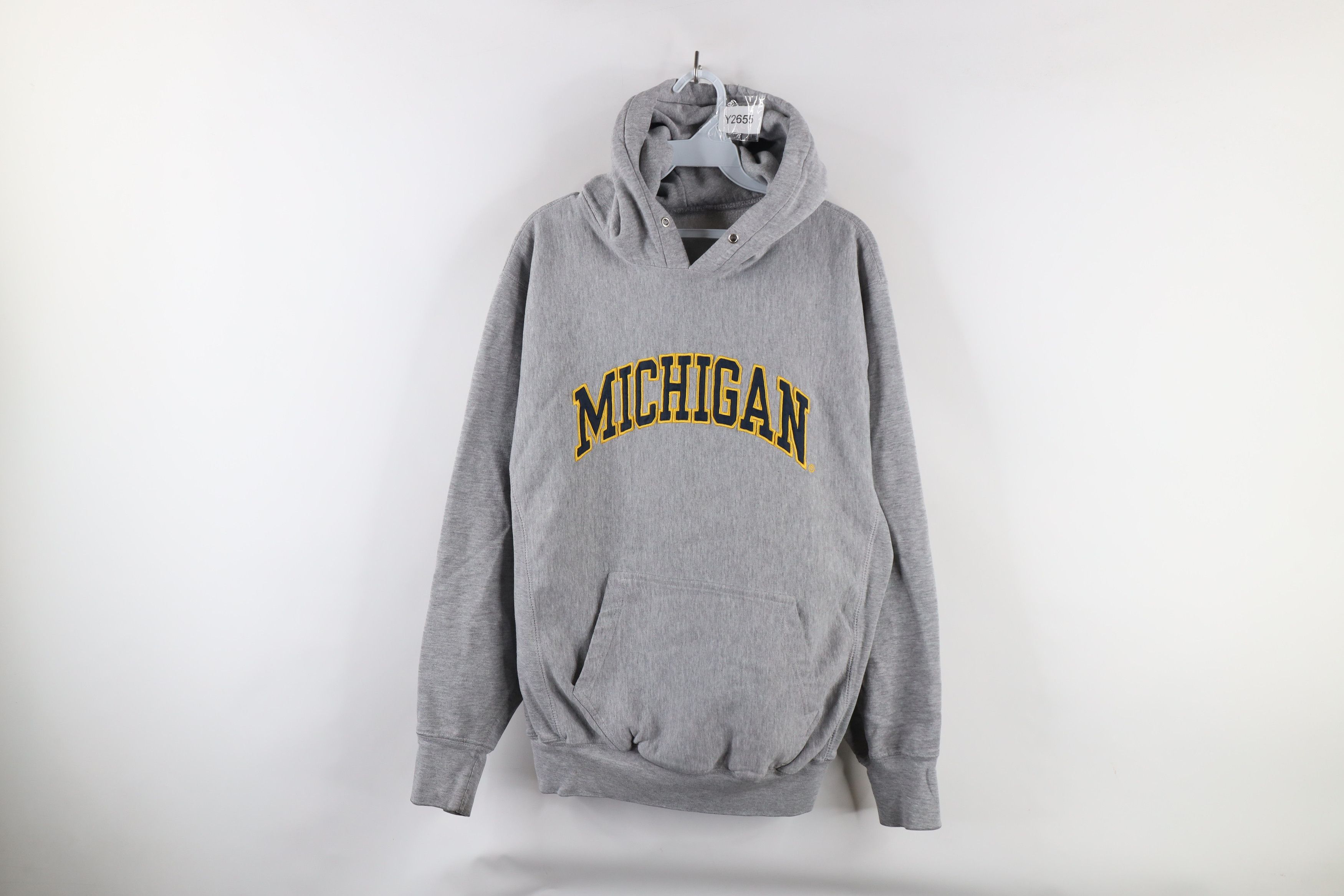Vintage Vintage 90s University of Michigan Heavyweight Hoodie Gray Size US M / EU 48-50 / 2 - 1 Thumbnail